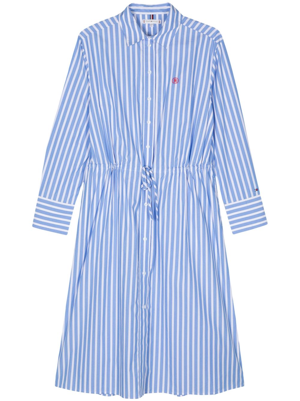 Tommy Hilfiger 条纹中长衬衫裙 - 蓝色