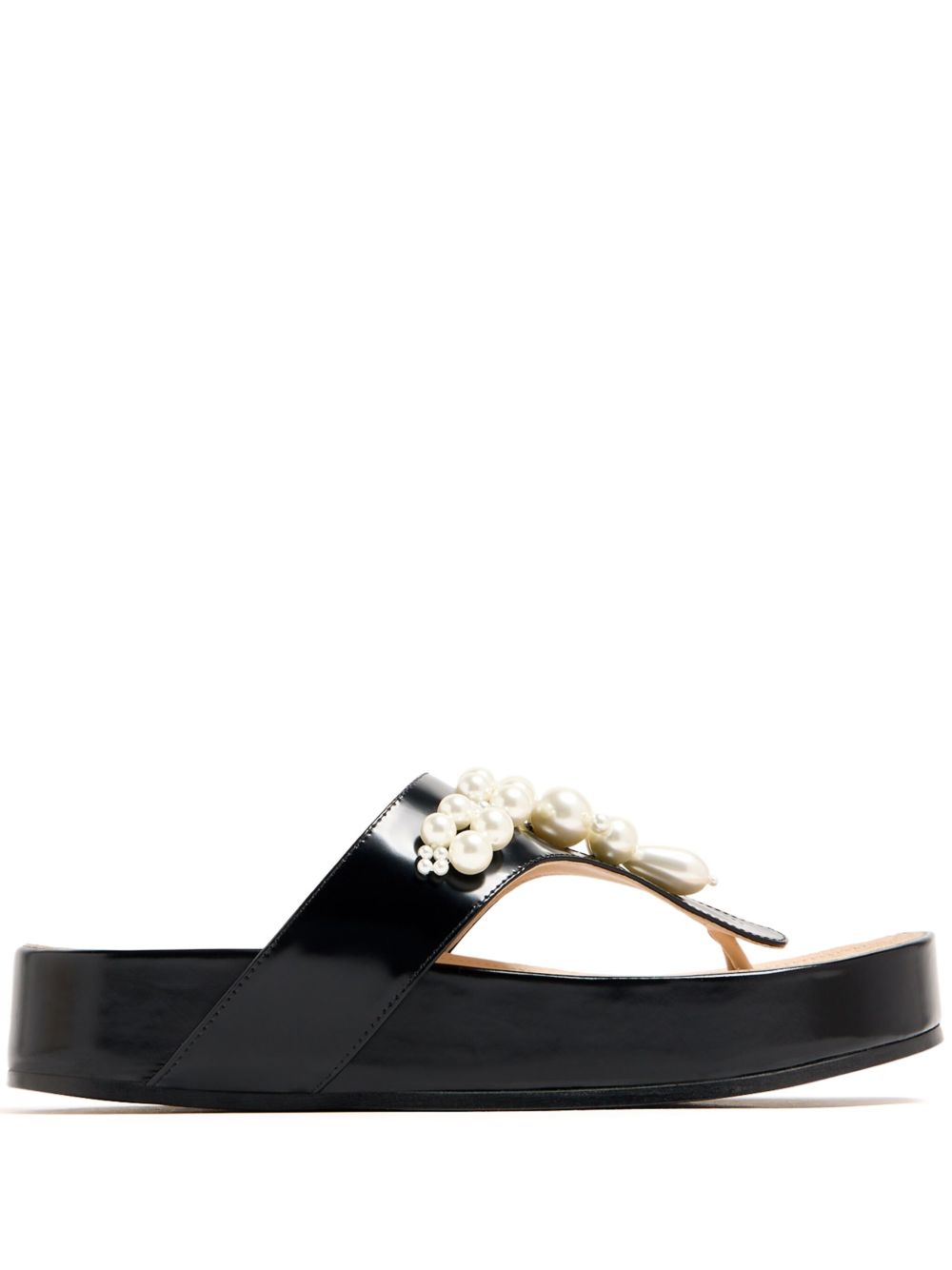 Simone Rocha 人造珍珠缀饰皮质凉鞋 - 黑色