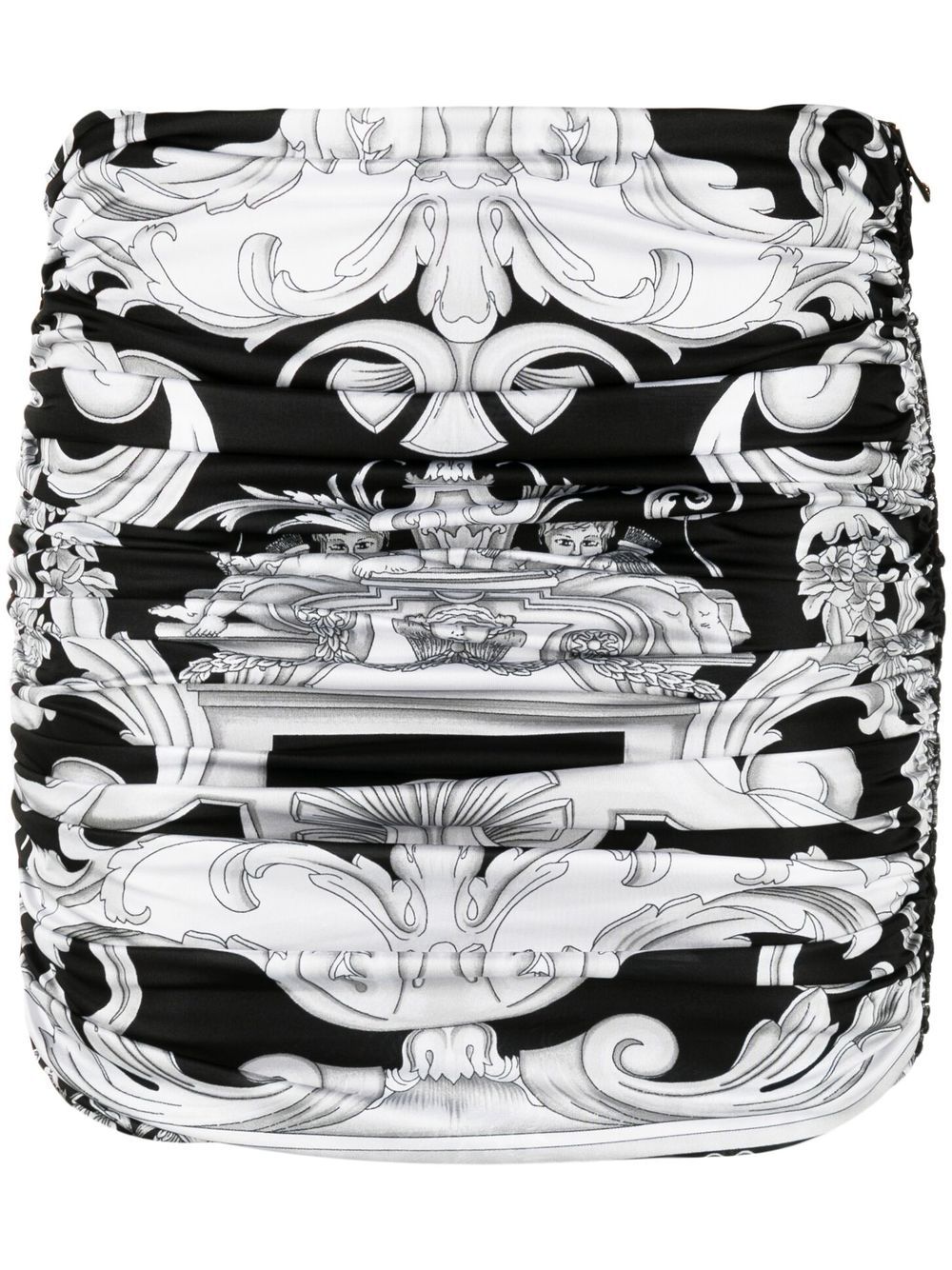 Versace 范思哲 巴洛克印花迷你半身裙 - 黑色