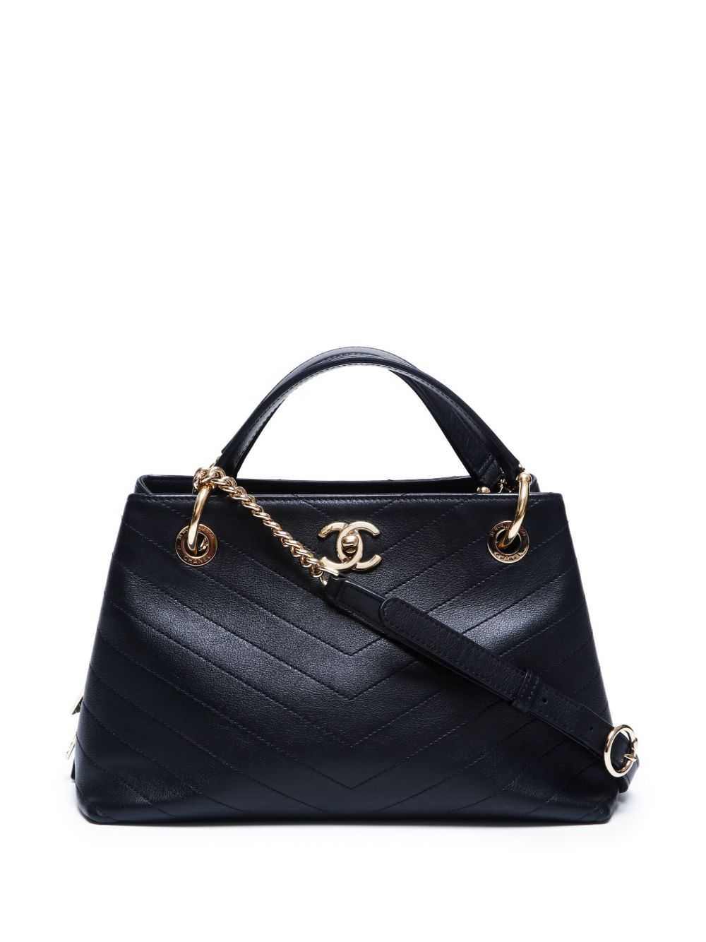 CHANEL Pre-Owned V-Stitch 两用手提包（2019年典藏款） - 黑色