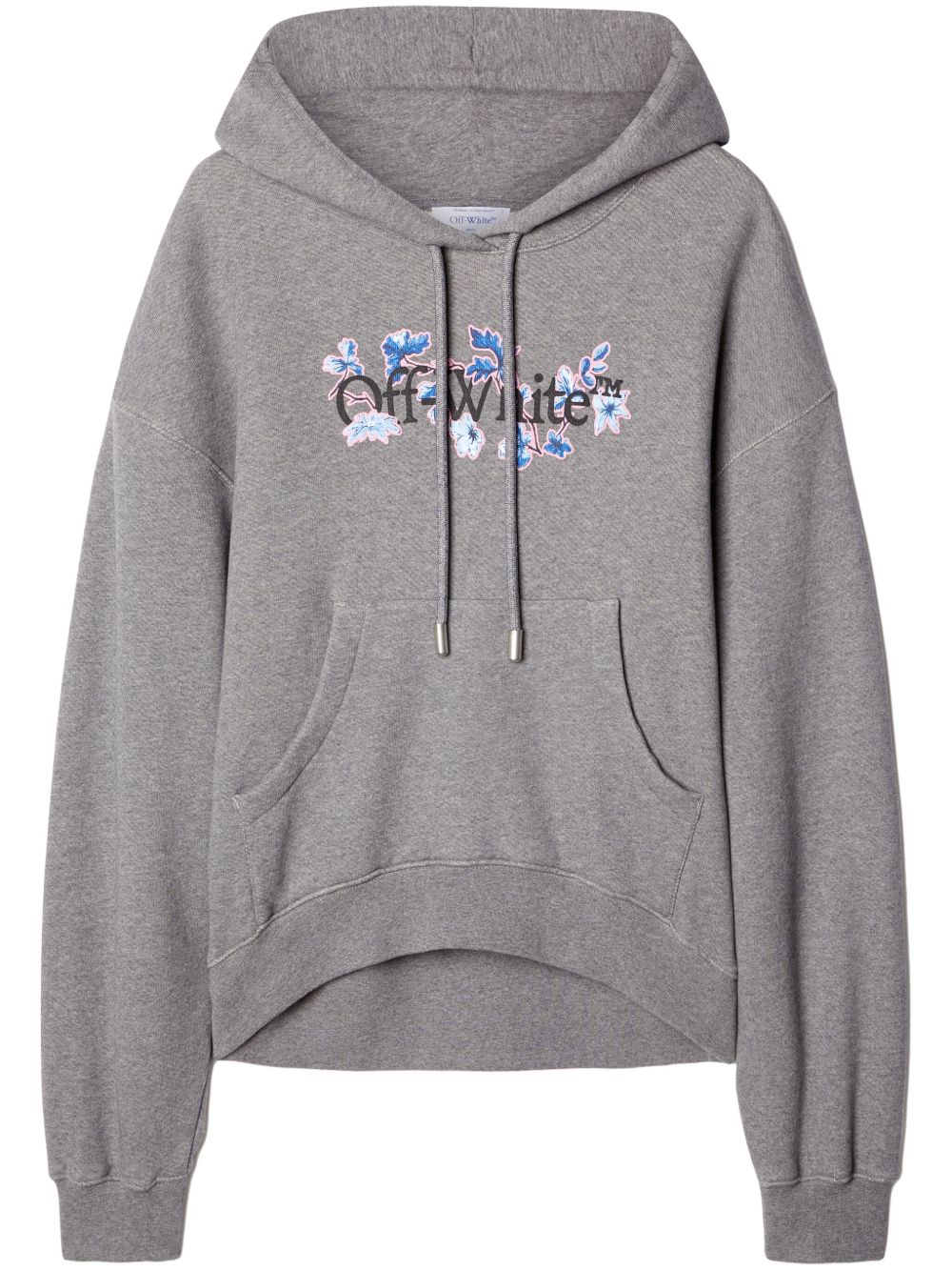 Off-White logo印花棉连帽衫 - 灰色
