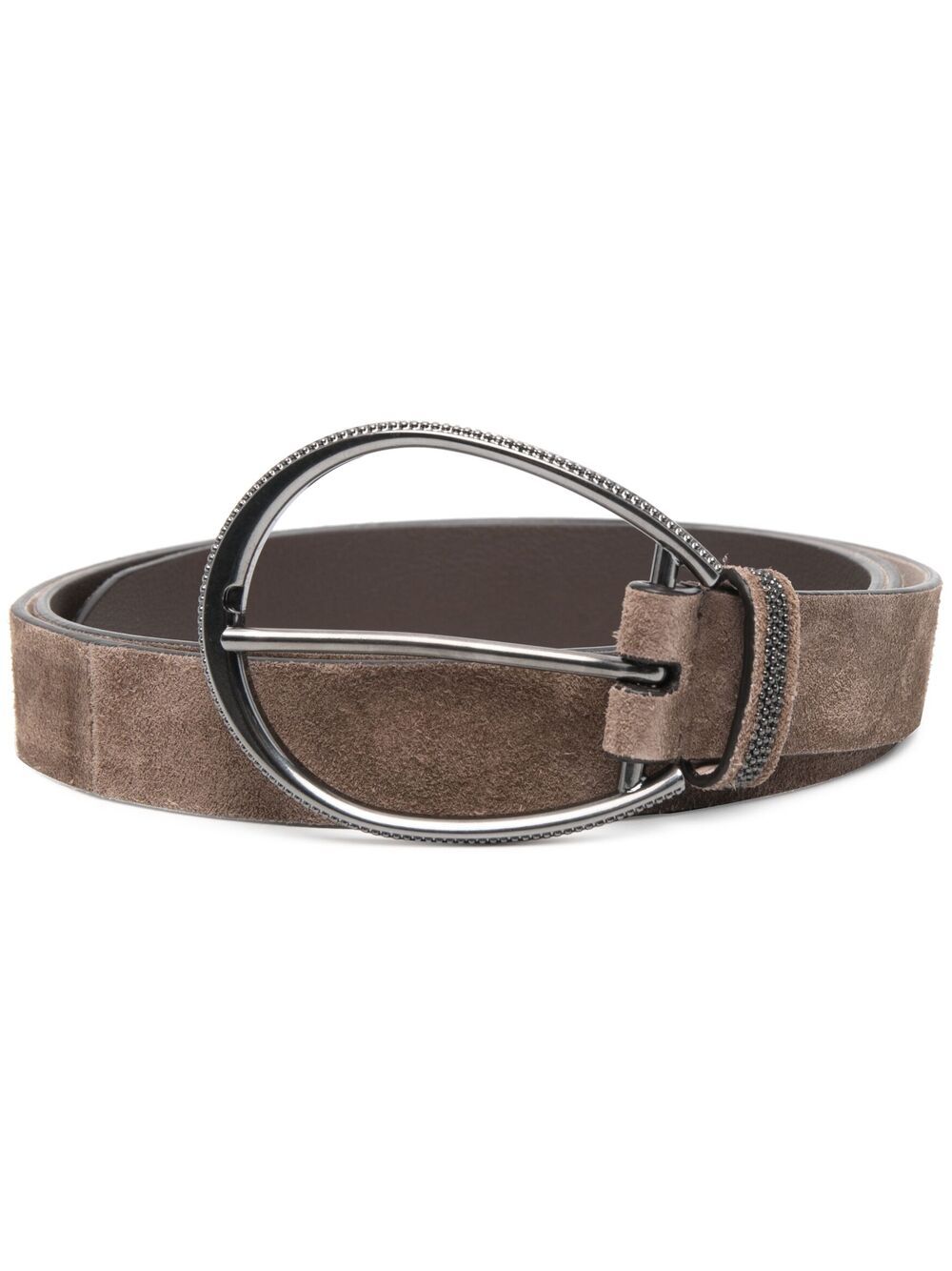 Brunello Cucinelli 绒面皮扣环腰带 - 褐色
