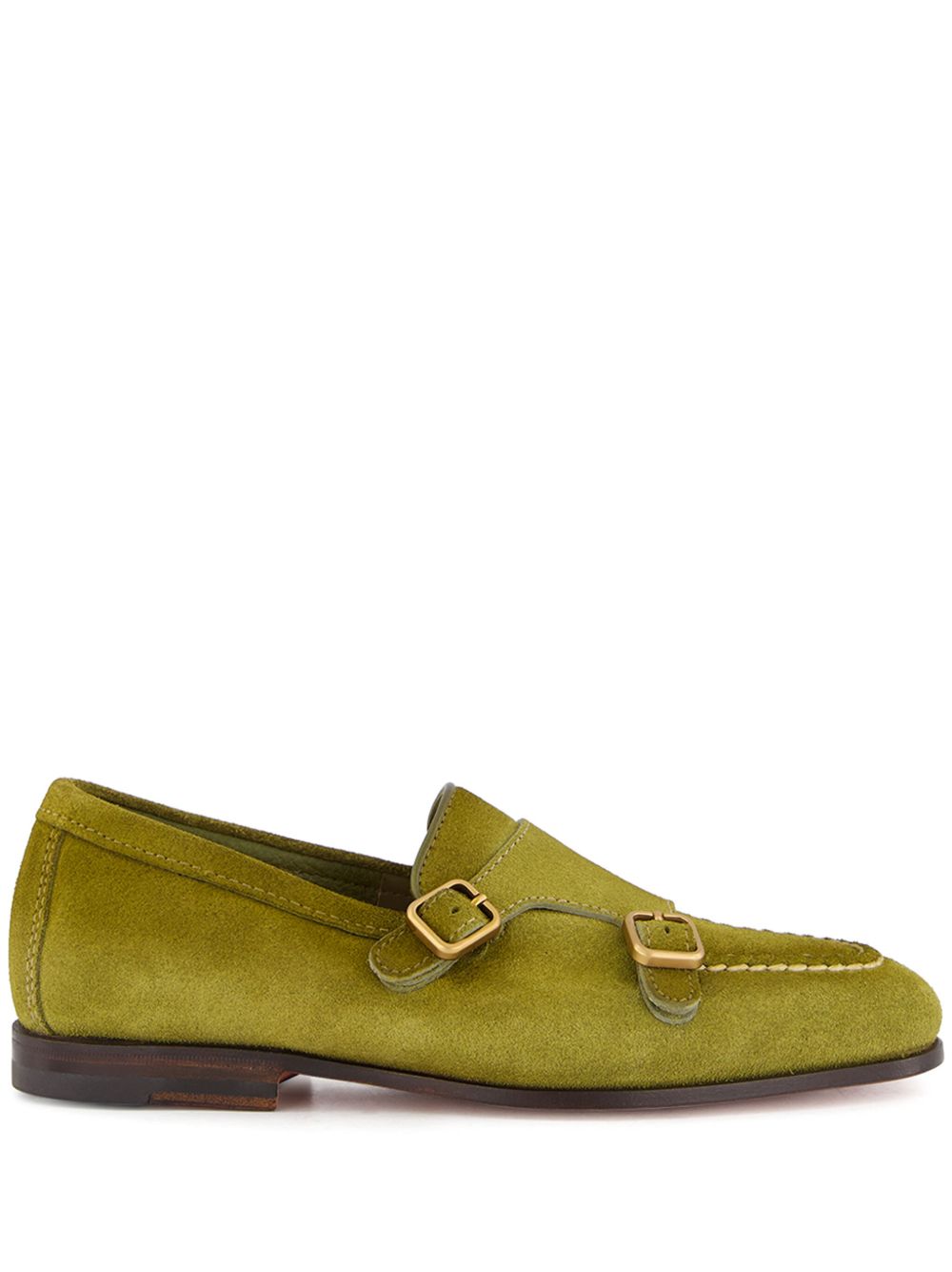 Santoni 双扣环孟克鞋 - 绿色