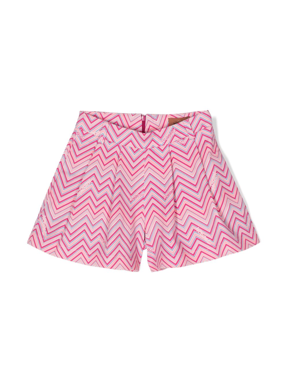 Missoni Kids Z字形图案褶饰短裤 - 粉色