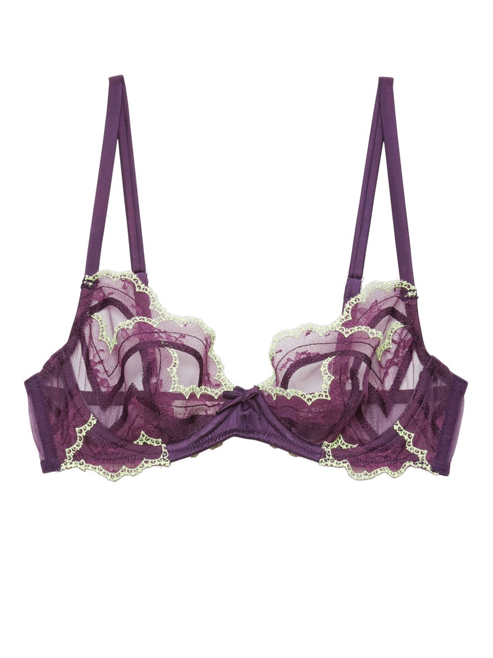 Fleur Du Mal Hendrix 刺绣半透明文胸 - 紫色