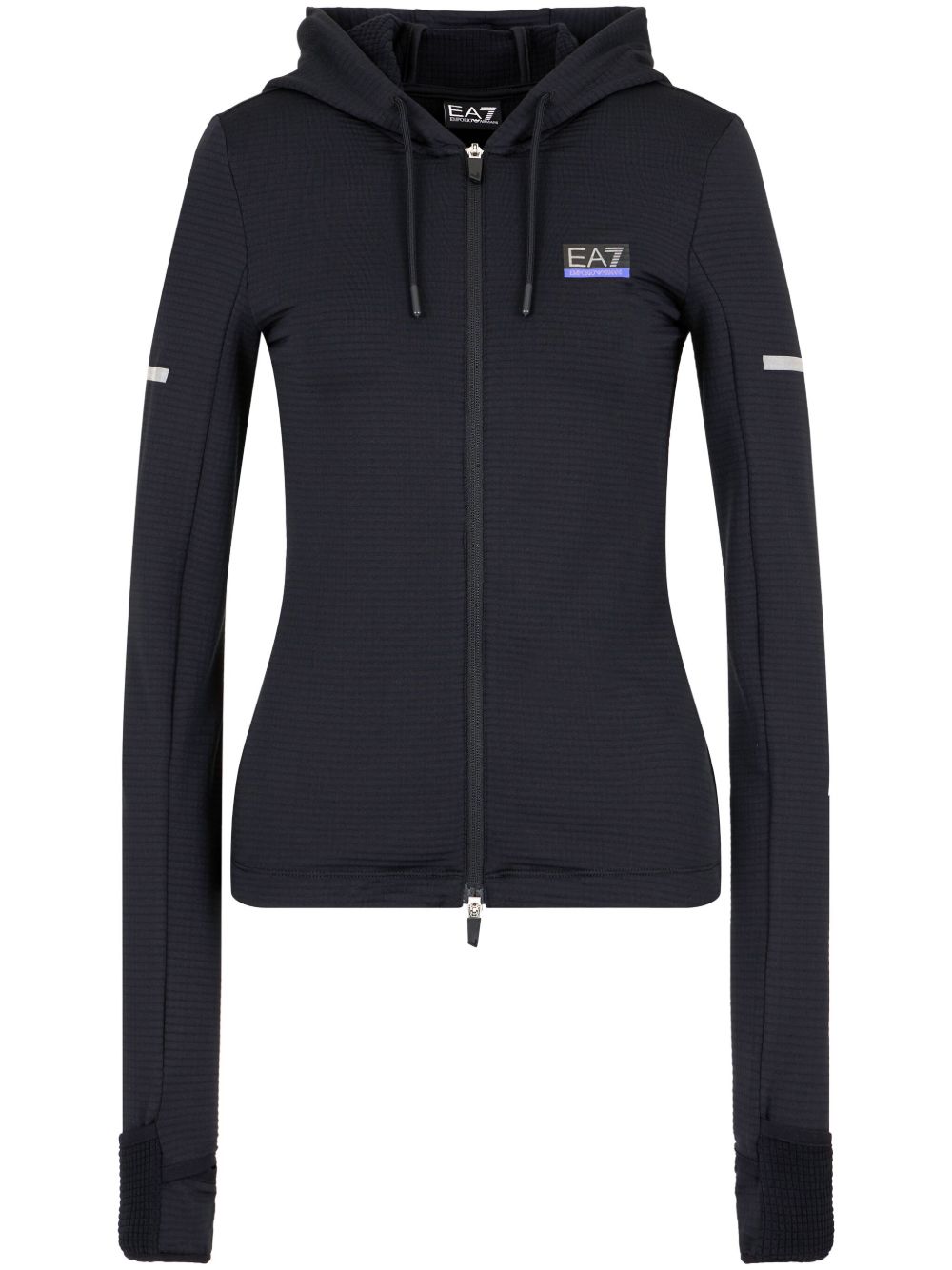 Ea7 Emporio Armani logo印花针织上衣 - 蓝色