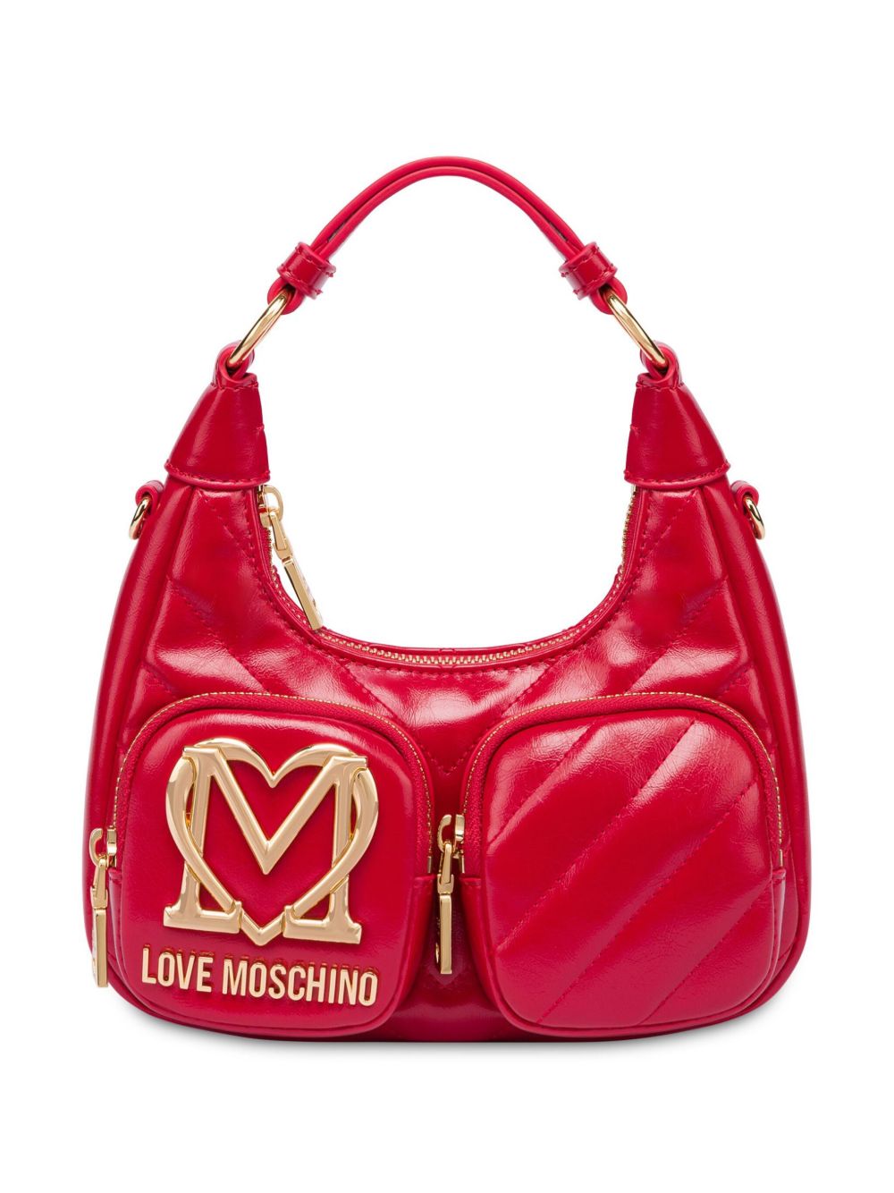 Love Moschino logo标牌单肩包 - 红色