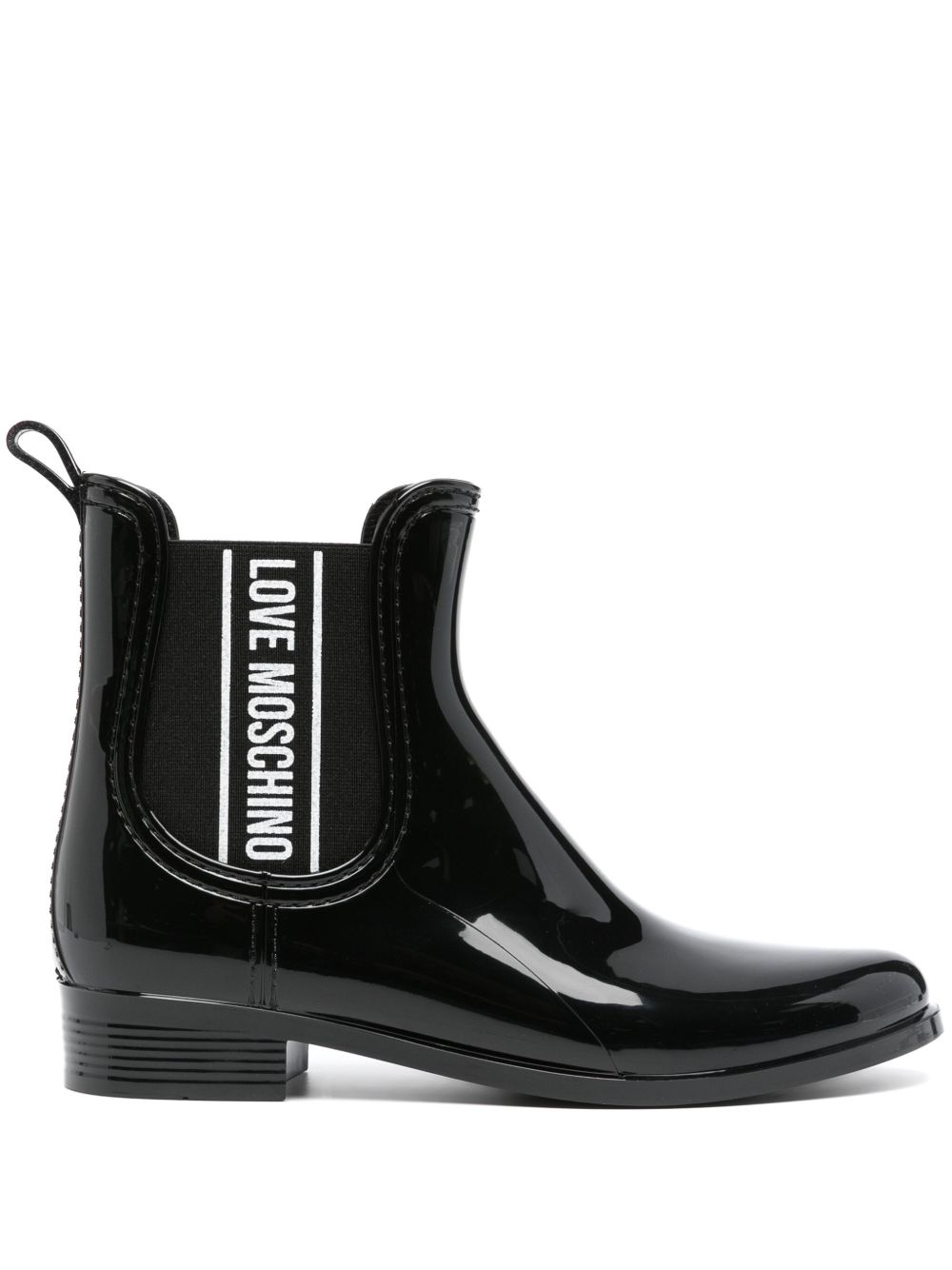 Love Moschino logo印花及踝靴 - 黑色