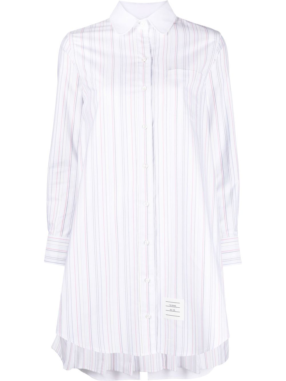 Thom Browne 条纹褶饰细节衬衫裙 - 白色