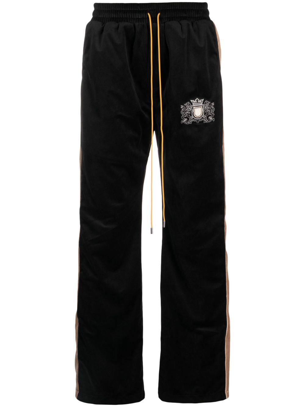 RHUDE 徽章刺绣丝绒运动裤 - 黑色