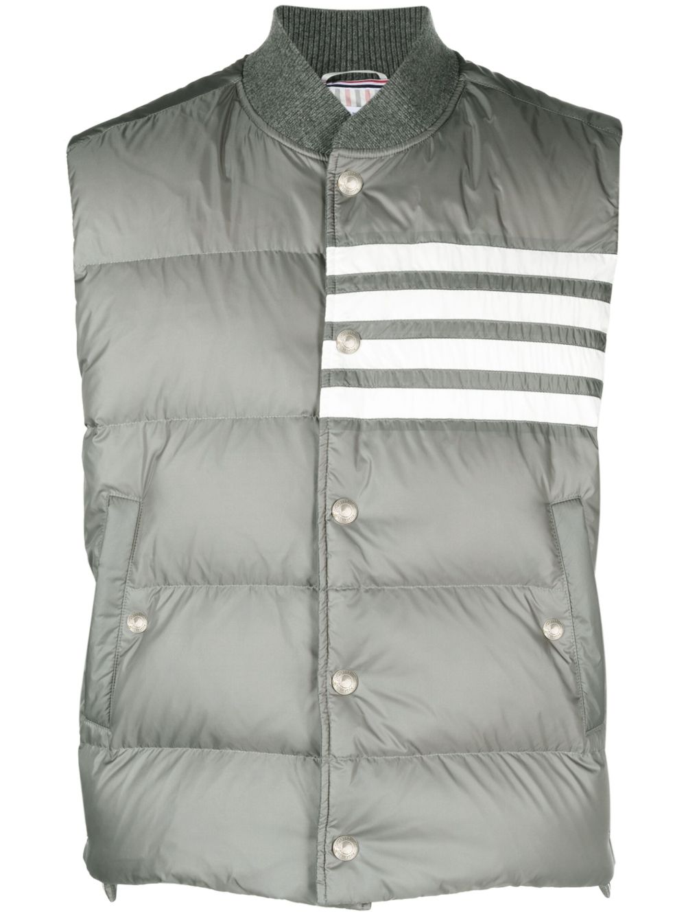 Thom Browne 4 条纹哑光羽绒背心 - 灰色