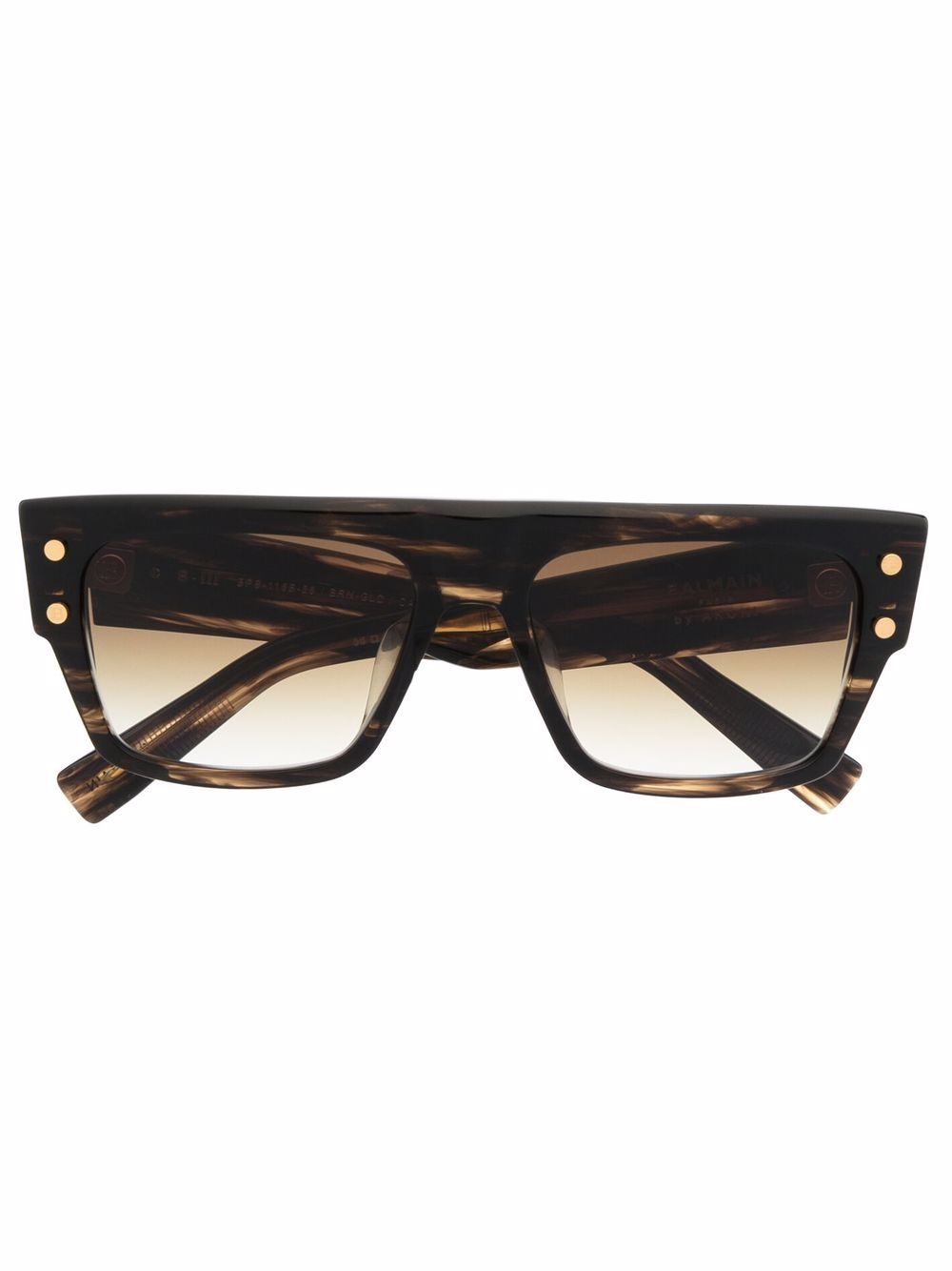 Balmain Eyewear 玳瑁纹方框太阳眼镜 - 褐色