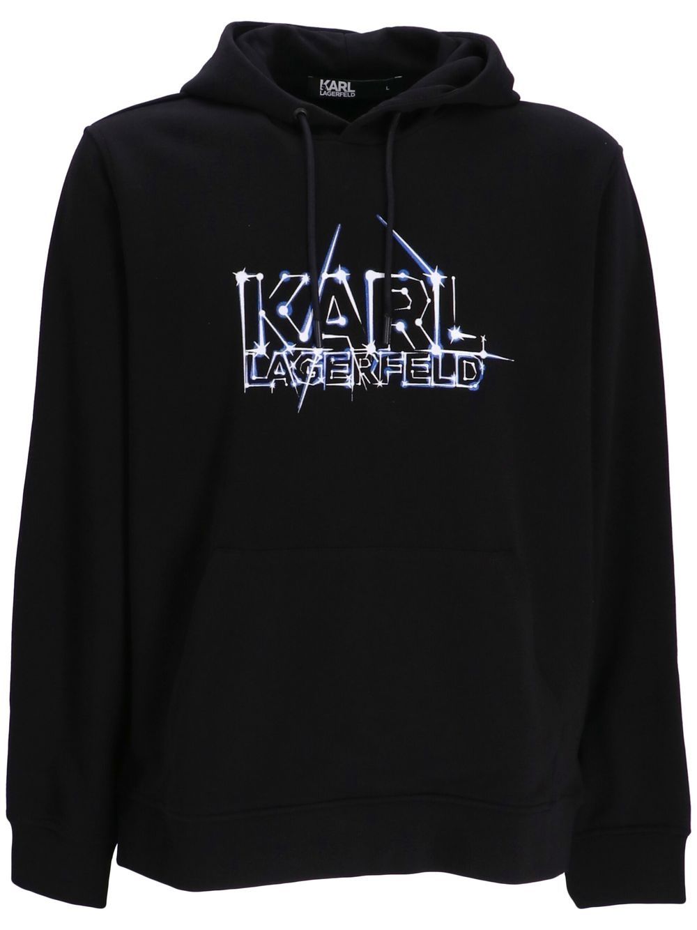 Karl Lagerfeld logo印花连帽衫 - 黑色