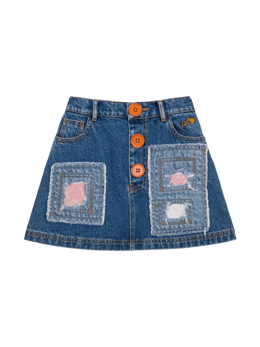 Philosophy Di Lorenzo Serafini Kids 拼贴设计牛仔半身裙 - 蓝色