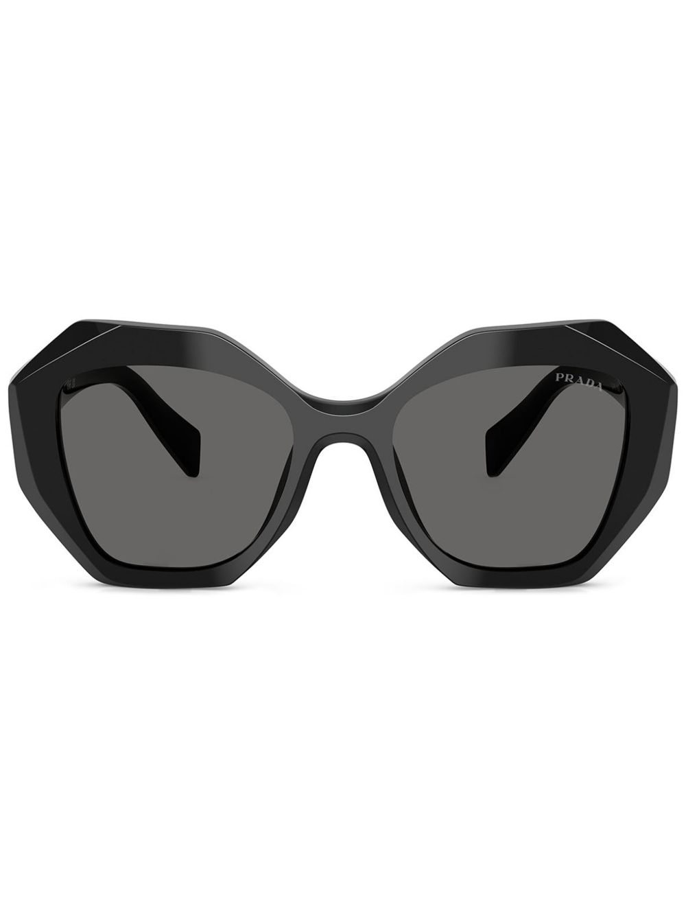 Prada Eyewear 几何形镜框太阳眼镜 - 黑色
