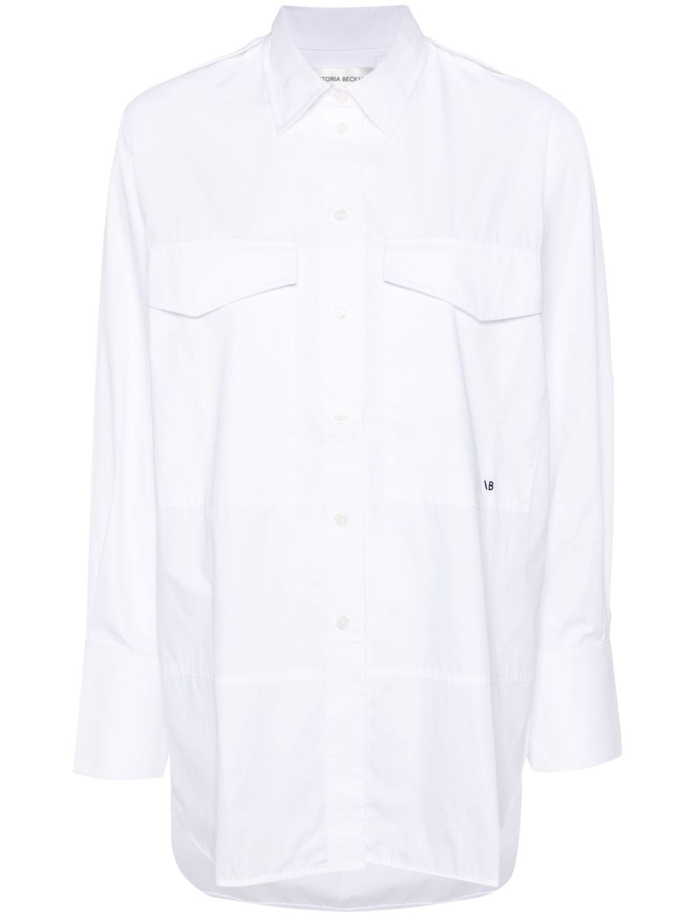 Victoria Beckham logo刺绣棉衬衫 - 白色