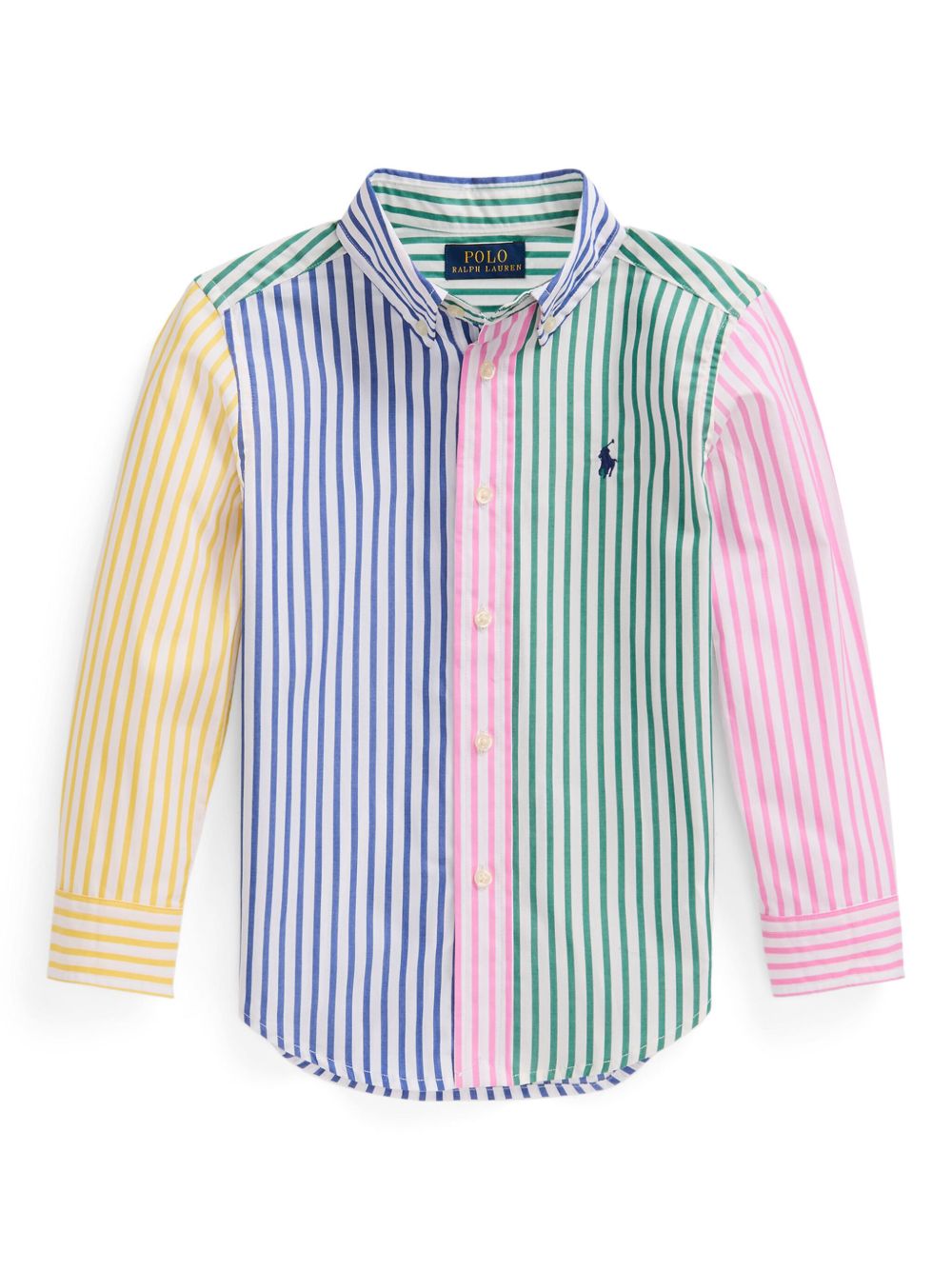 POLO RALPH LAUREN KIDS 条纹拼色衬衫 - 蓝色