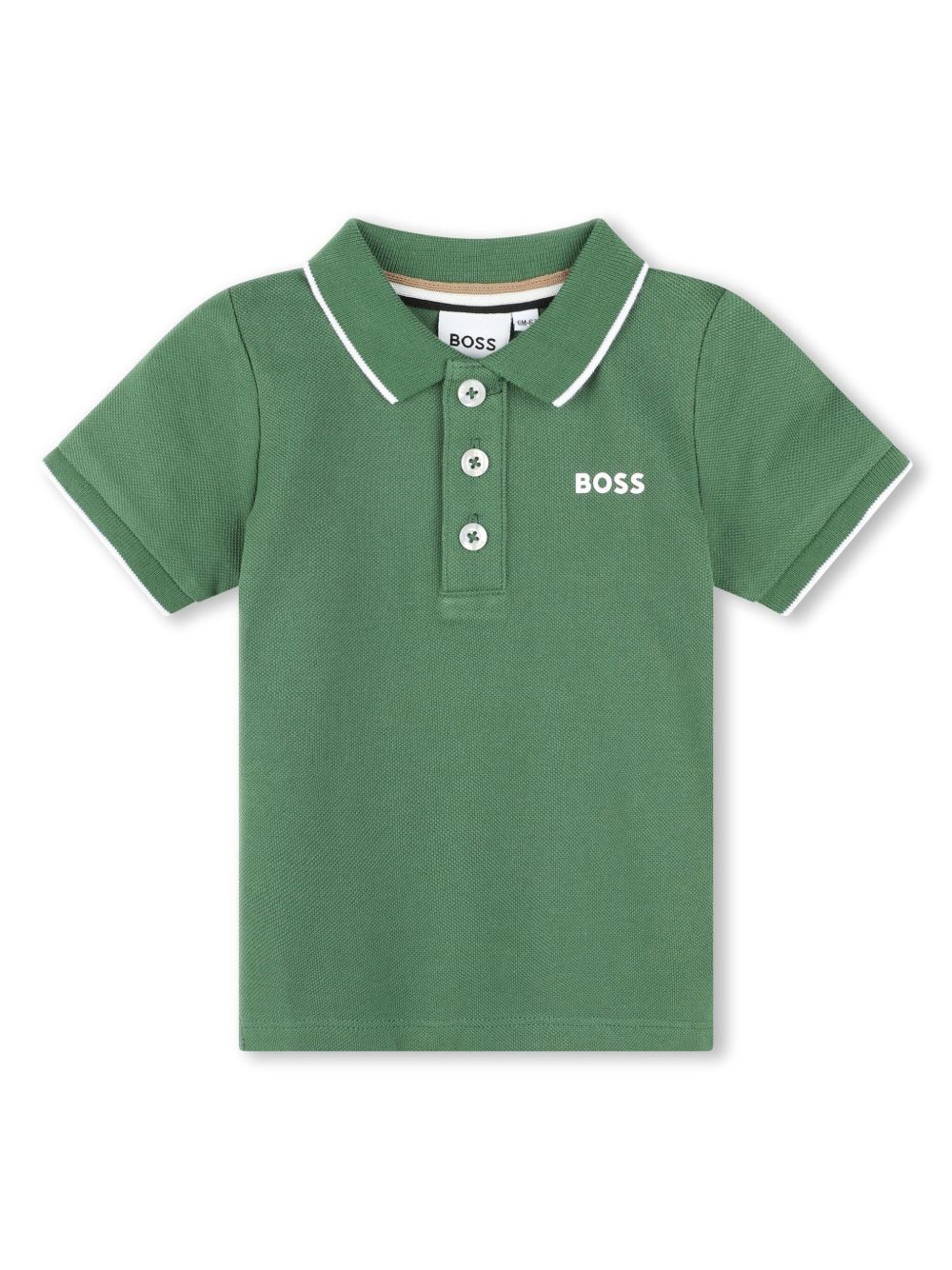BOSS Kidswear logo印花棉polo衫 - 绿色