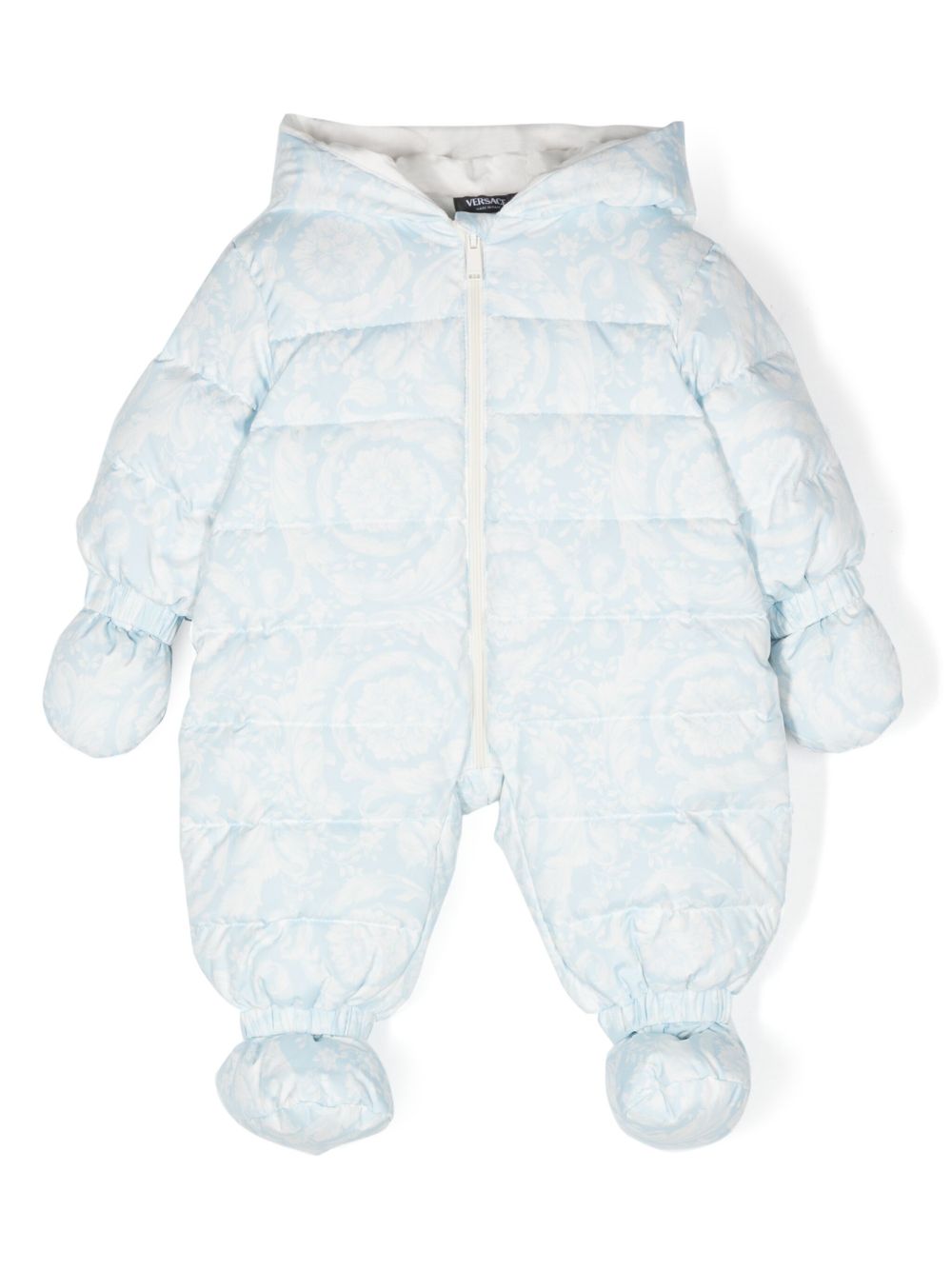 Versace Kids 巴洛克印花连体外套 - 蓝色