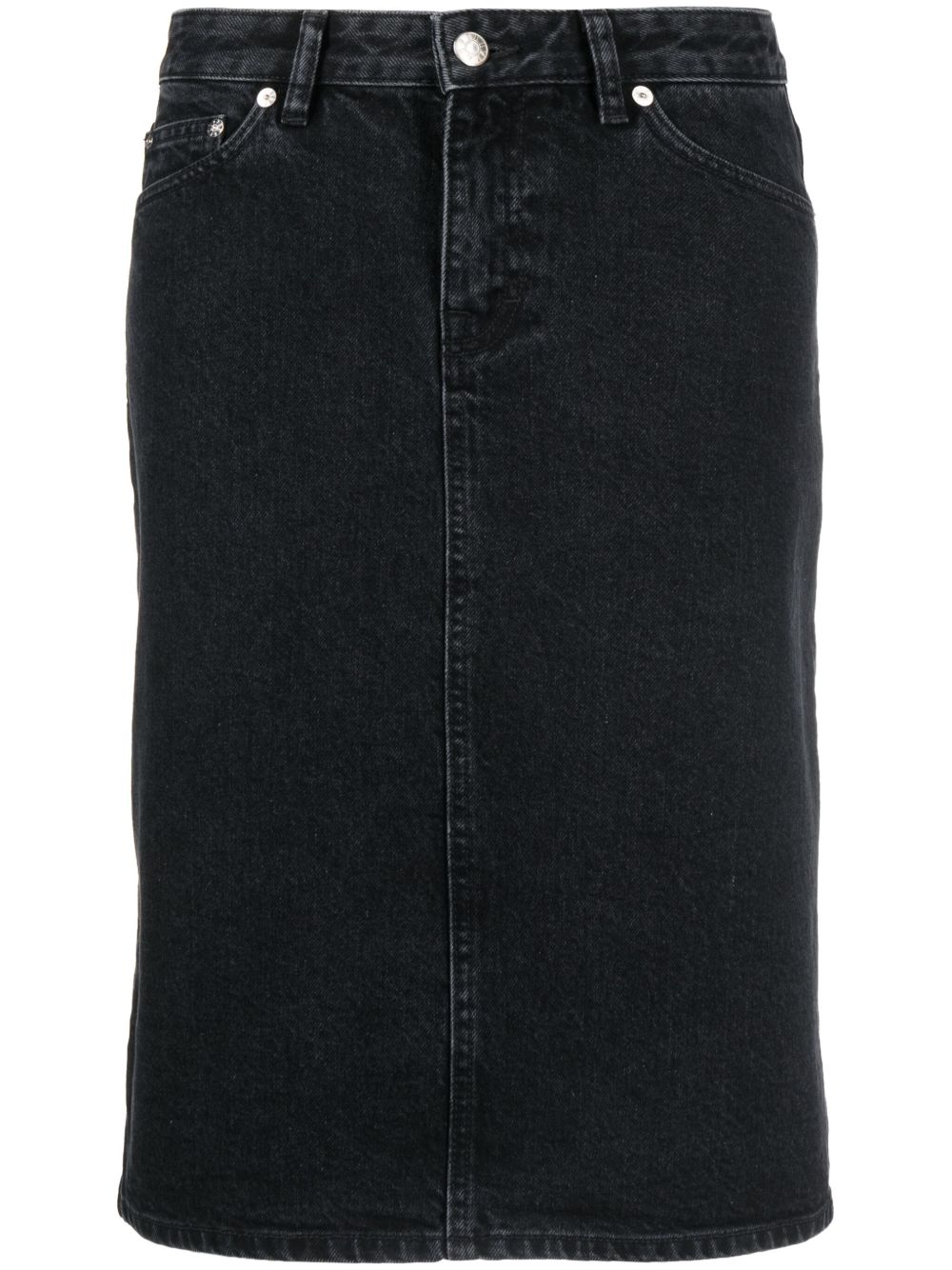 Filippa K 标贴牛仔中长半身裙 - 黑色