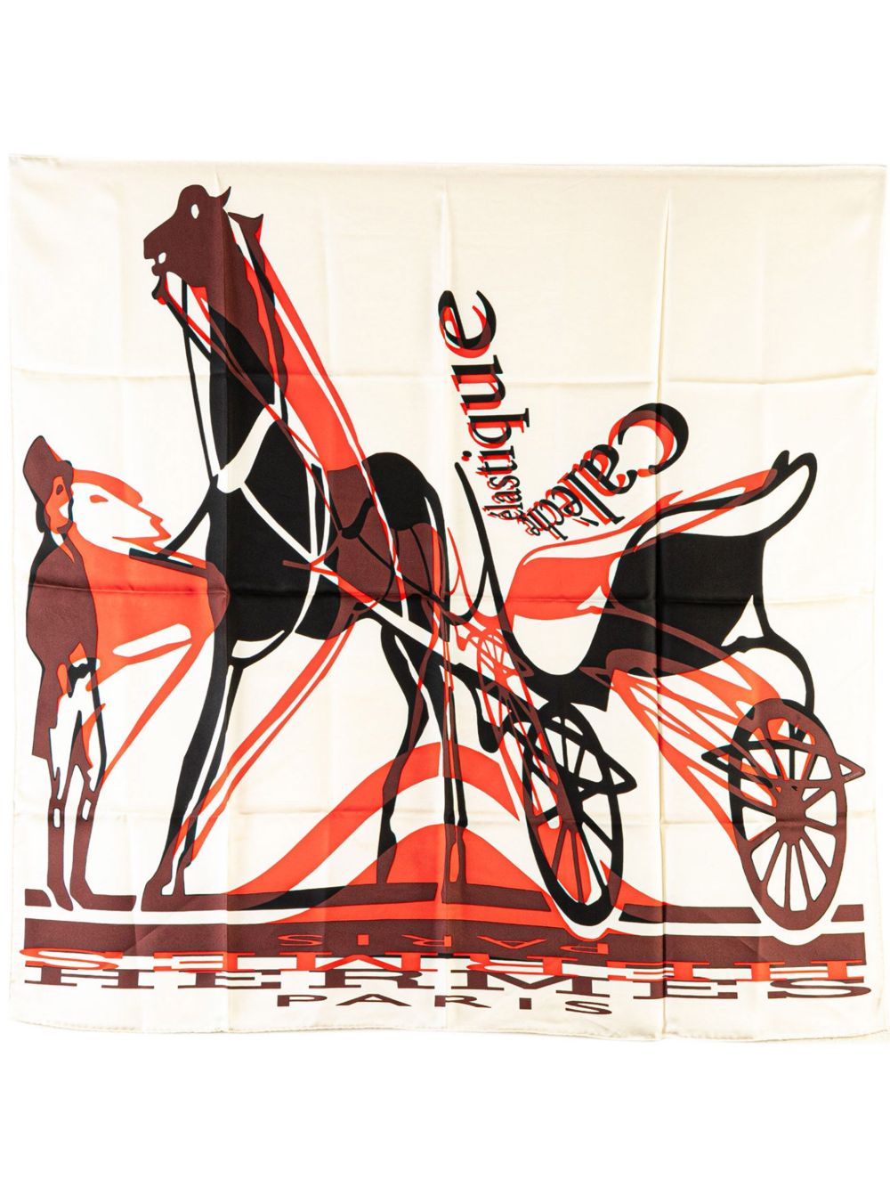 Hermès Pre-Owned Caleche Elastique Silk Scarf 围巾（2020-2023年典藏款） - 褐色