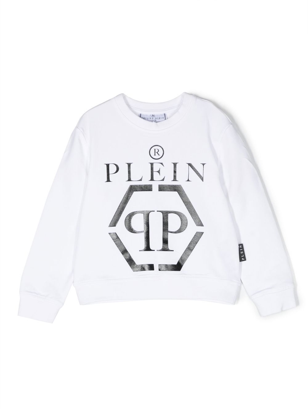 Philipp Plein Junior logo印花细节卫衣 - 白色