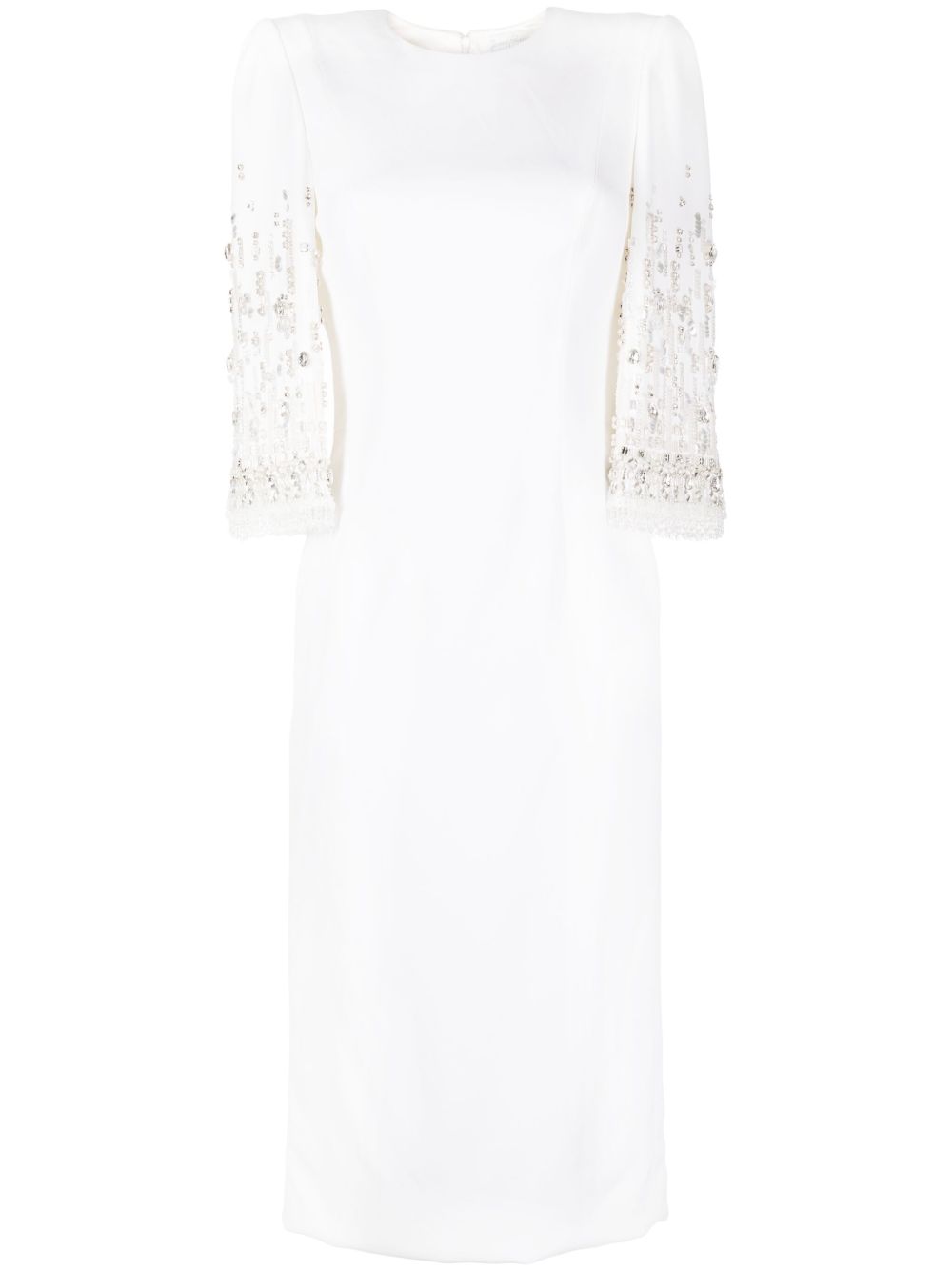 Jenny Packham Ebba 晶饰中长连衣裙 - 白色