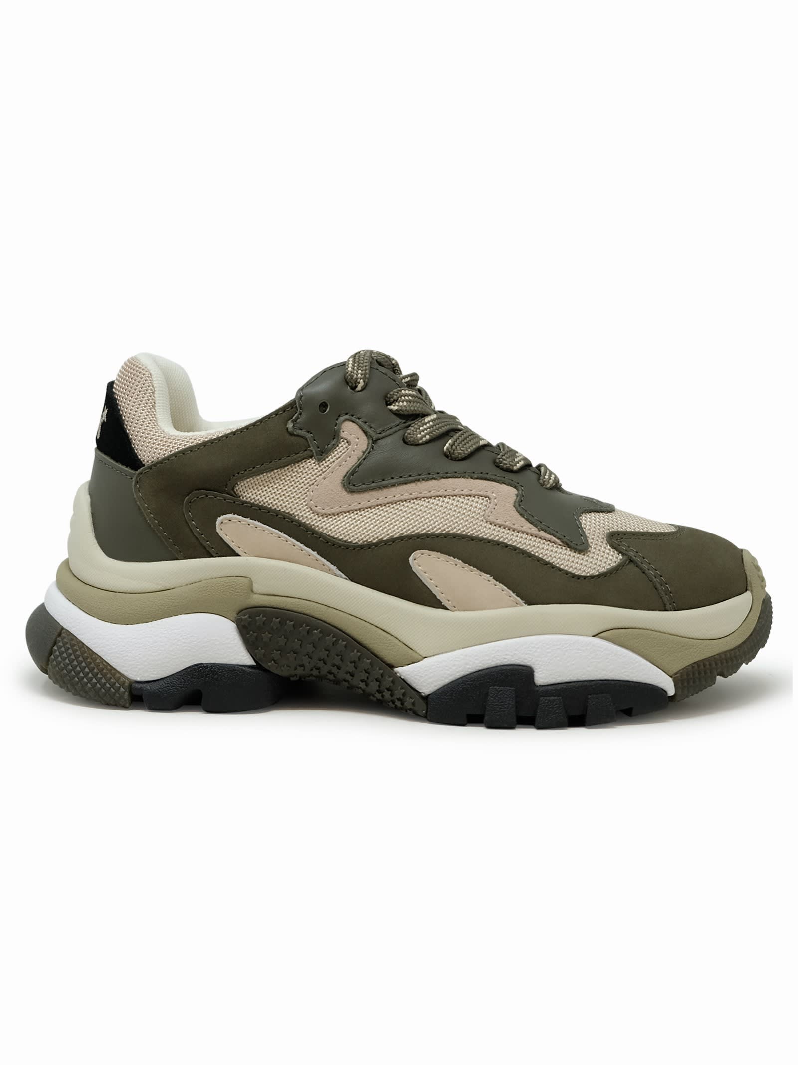 Ash Military Green Leather Addict03 Sneakers