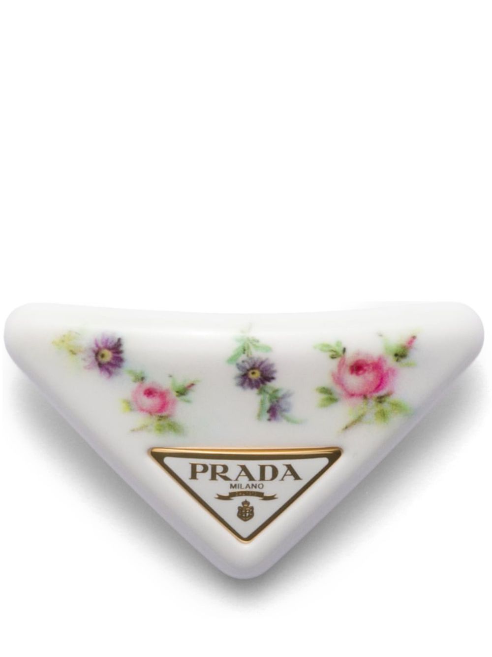 Prada 花卉印花发夹 - 白色