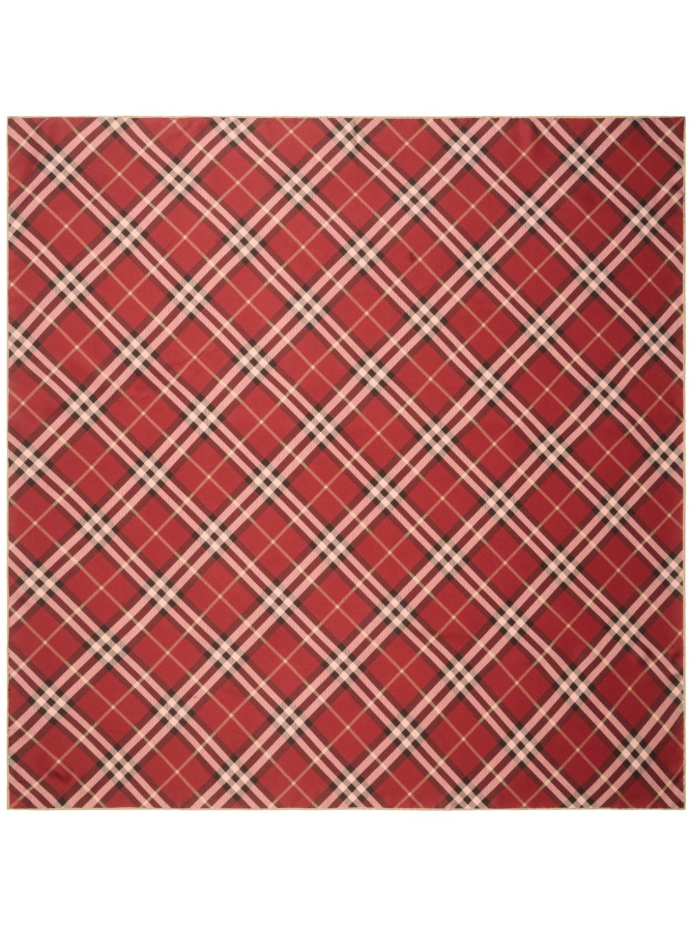 Burberry 格纹真丝围巾 - 红色