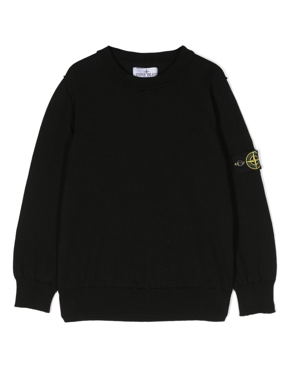 Stone Island Junior 标贴圆领卫衣 - 黑色