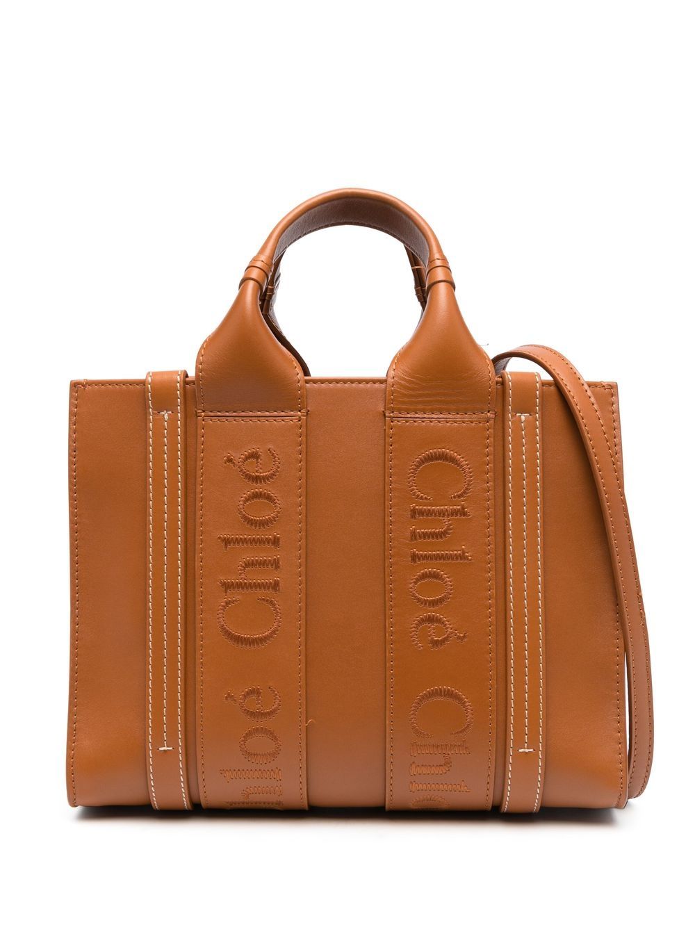 Chloé logo刺绣托特包 - 褐色