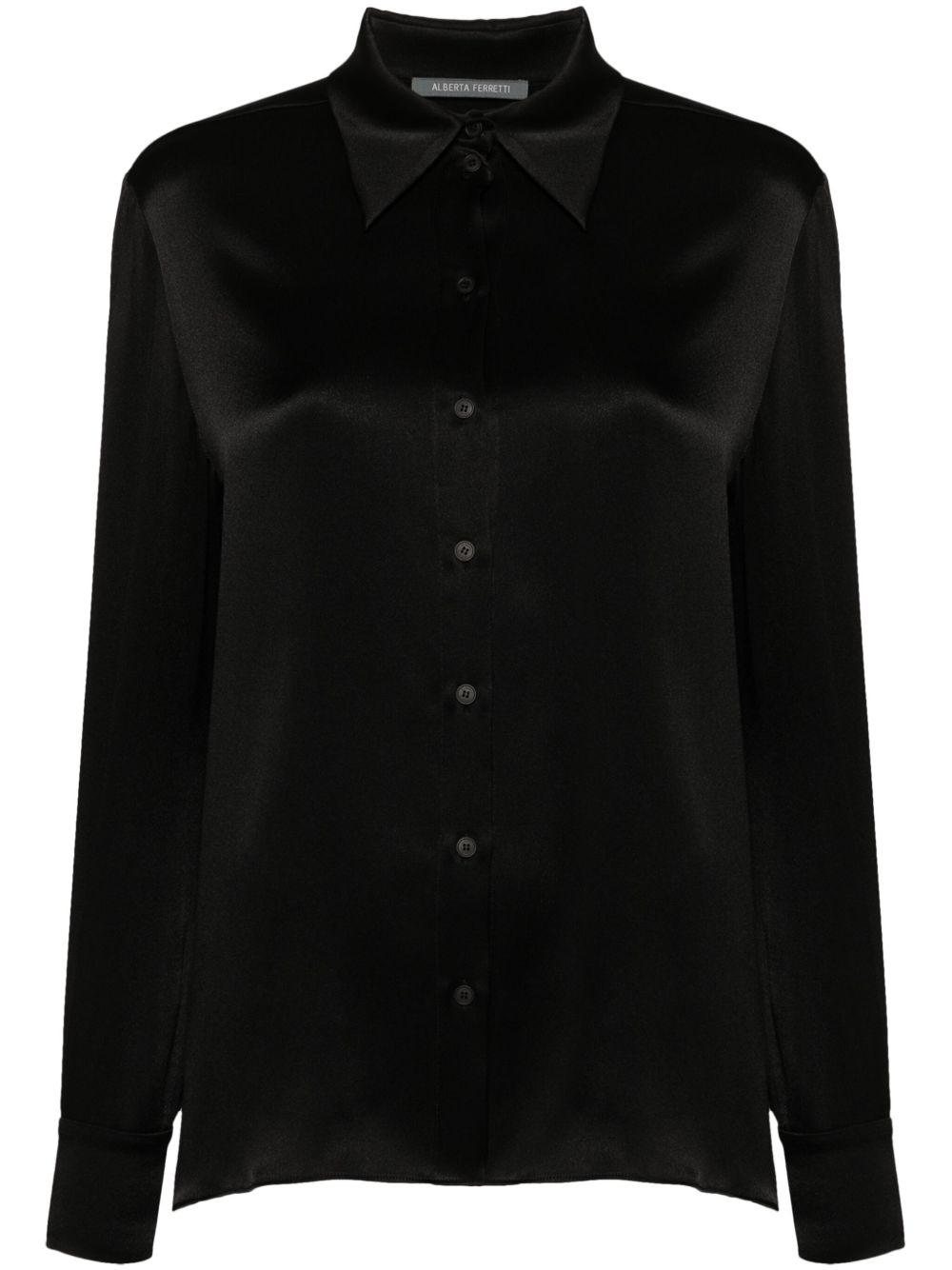 Alberta Ferretti 长袖缎面衬衫 - 黑色