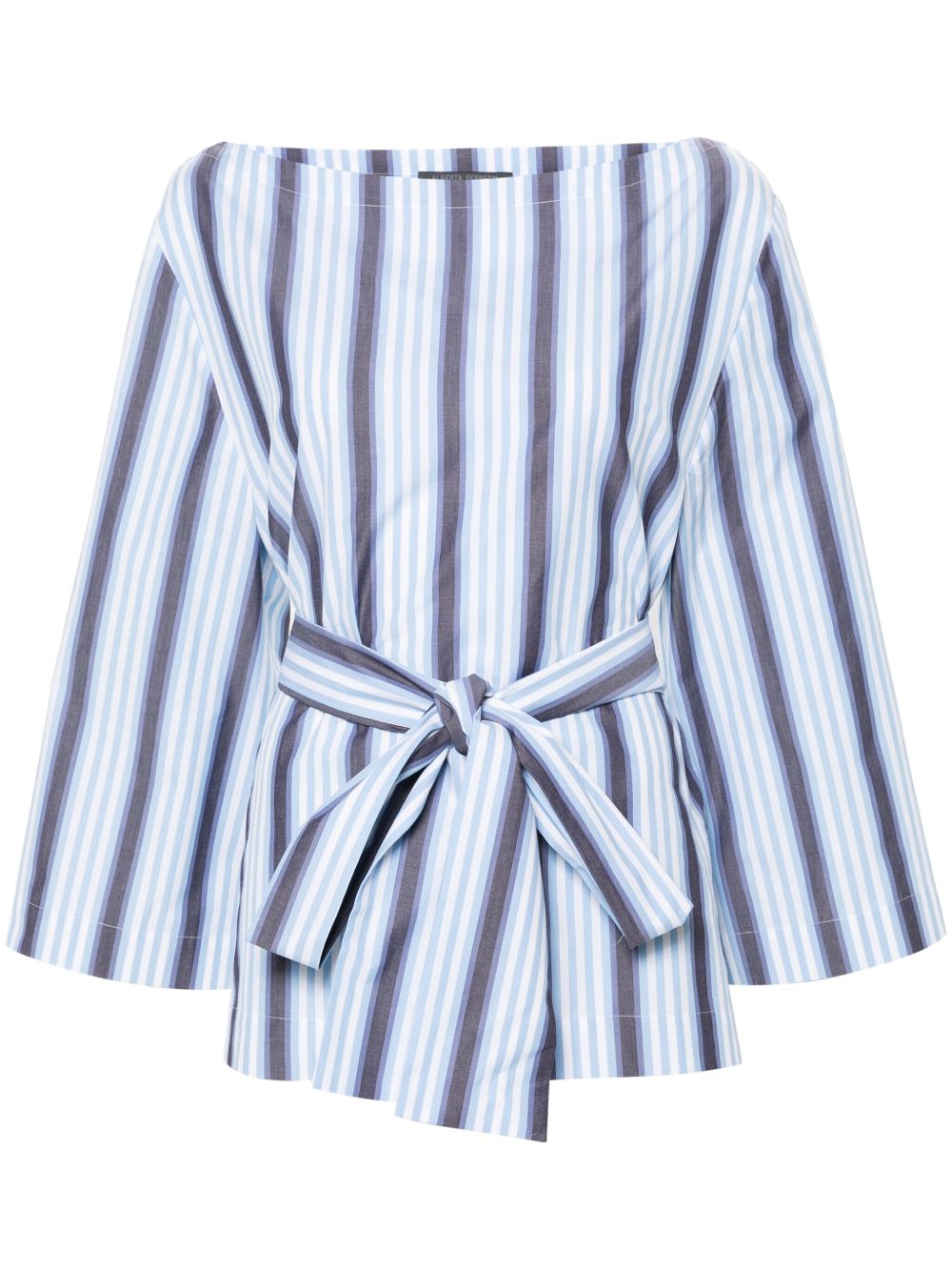 Alberta Ferretti 条纹束腰罩衫 - 蓝色
