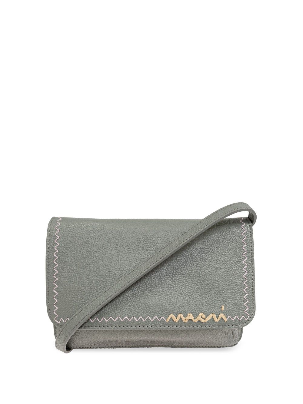 Marni logo刺绣单肩包 - 灰色
