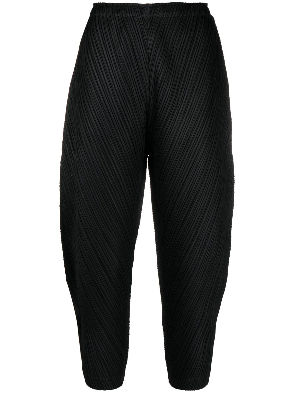 Pleats Please Issey Miyake 细褶露踝裤 - 黑色