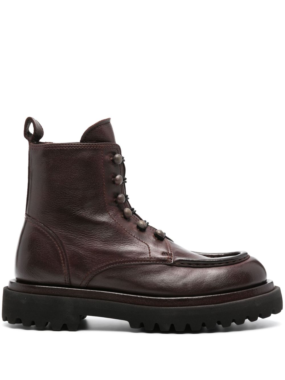 Officine Creative Wisal DD 103 系带皮质短靴 - 褐色