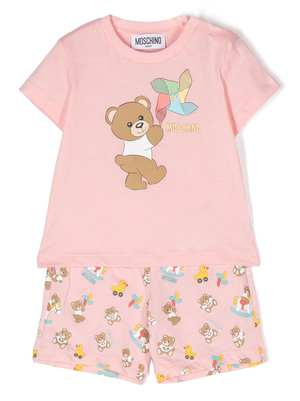 Moschino Kids Teddy Bear 图案短裤套装 - 粉色