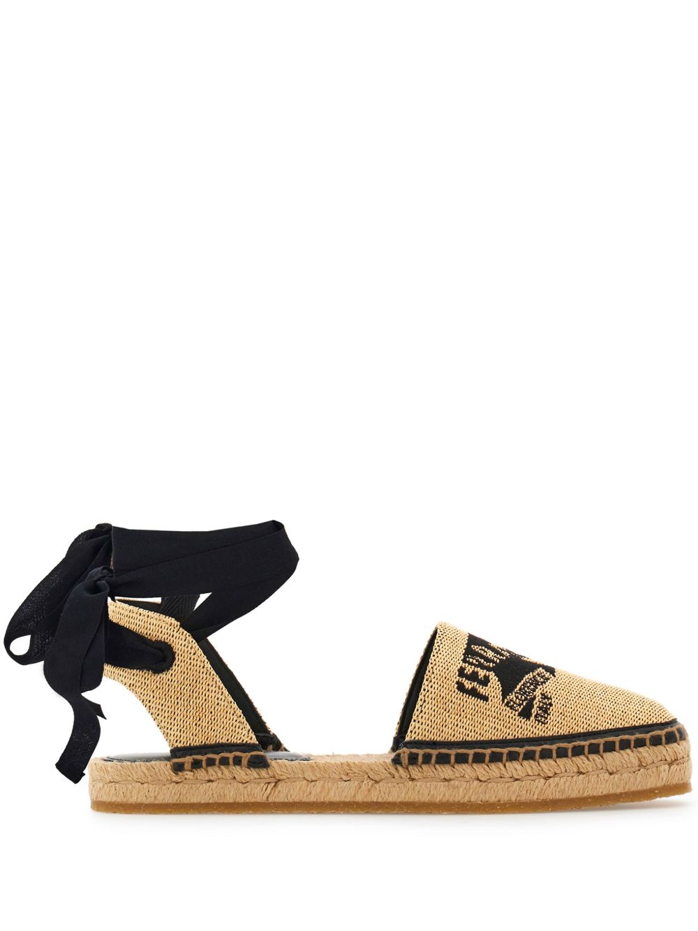 Ferragamo logo刺绣草编鞋 - 中性色