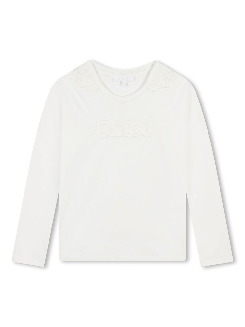 Chloé Kids 刺绣logo棉T恤 - 白色
