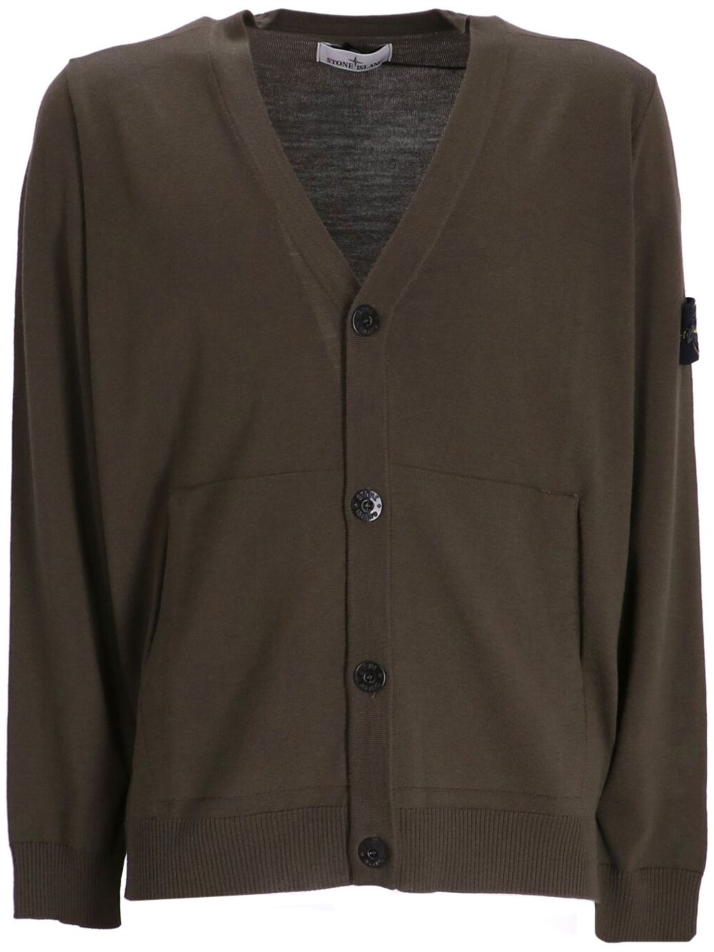 Stone Island 罗盘徽章V领开衫 - 绿色