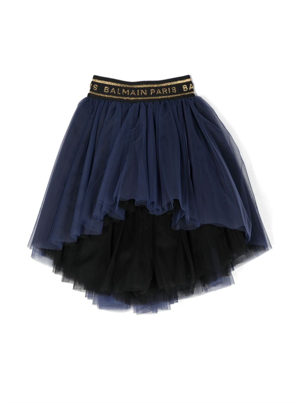 Balmain Kids logo腰边芭蕾半身裙 - 蓝色
