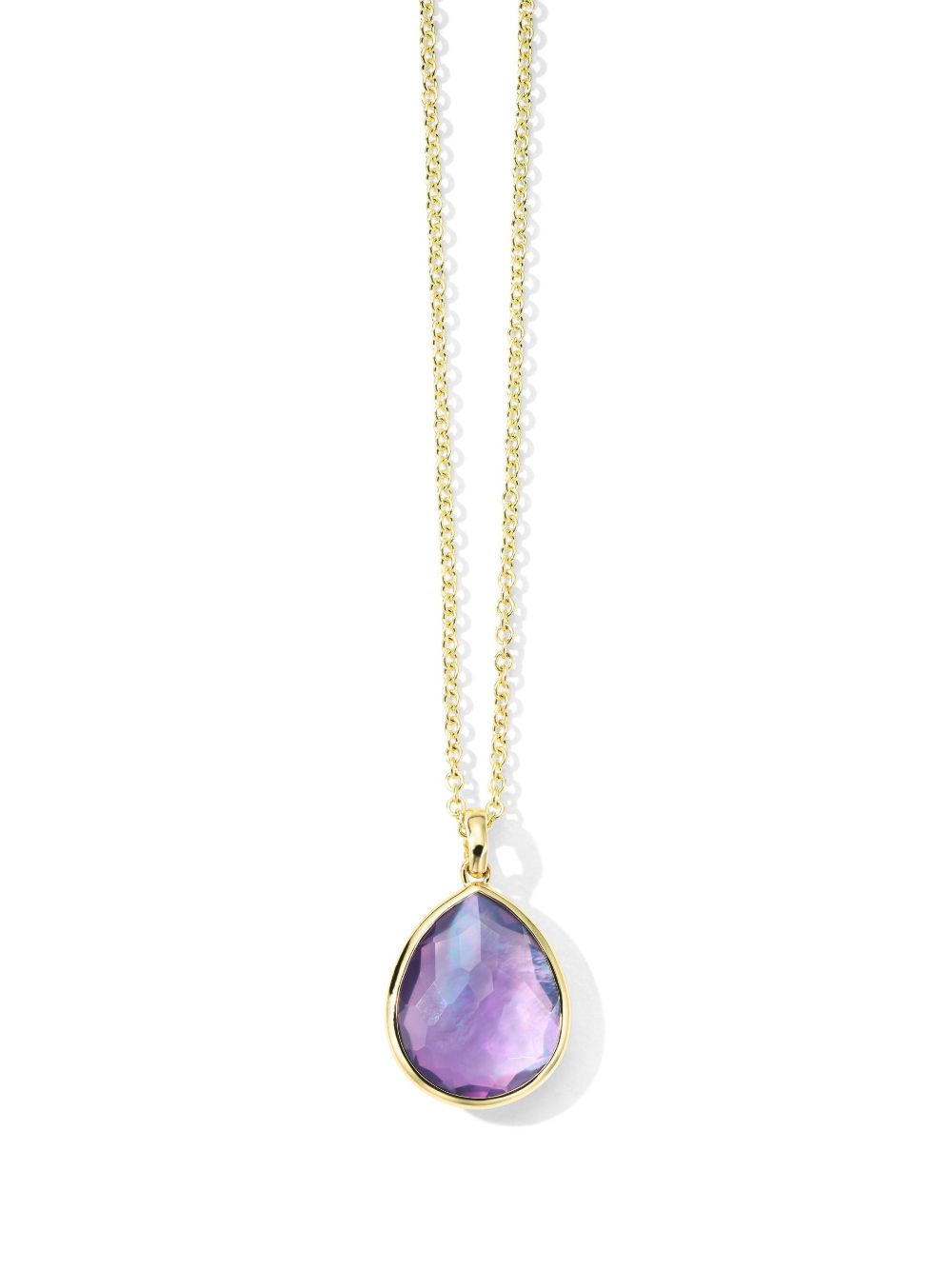 IPPOLITA 18K黄金 Rock Candy 中号泪滴形紫晶项链 - 金色
