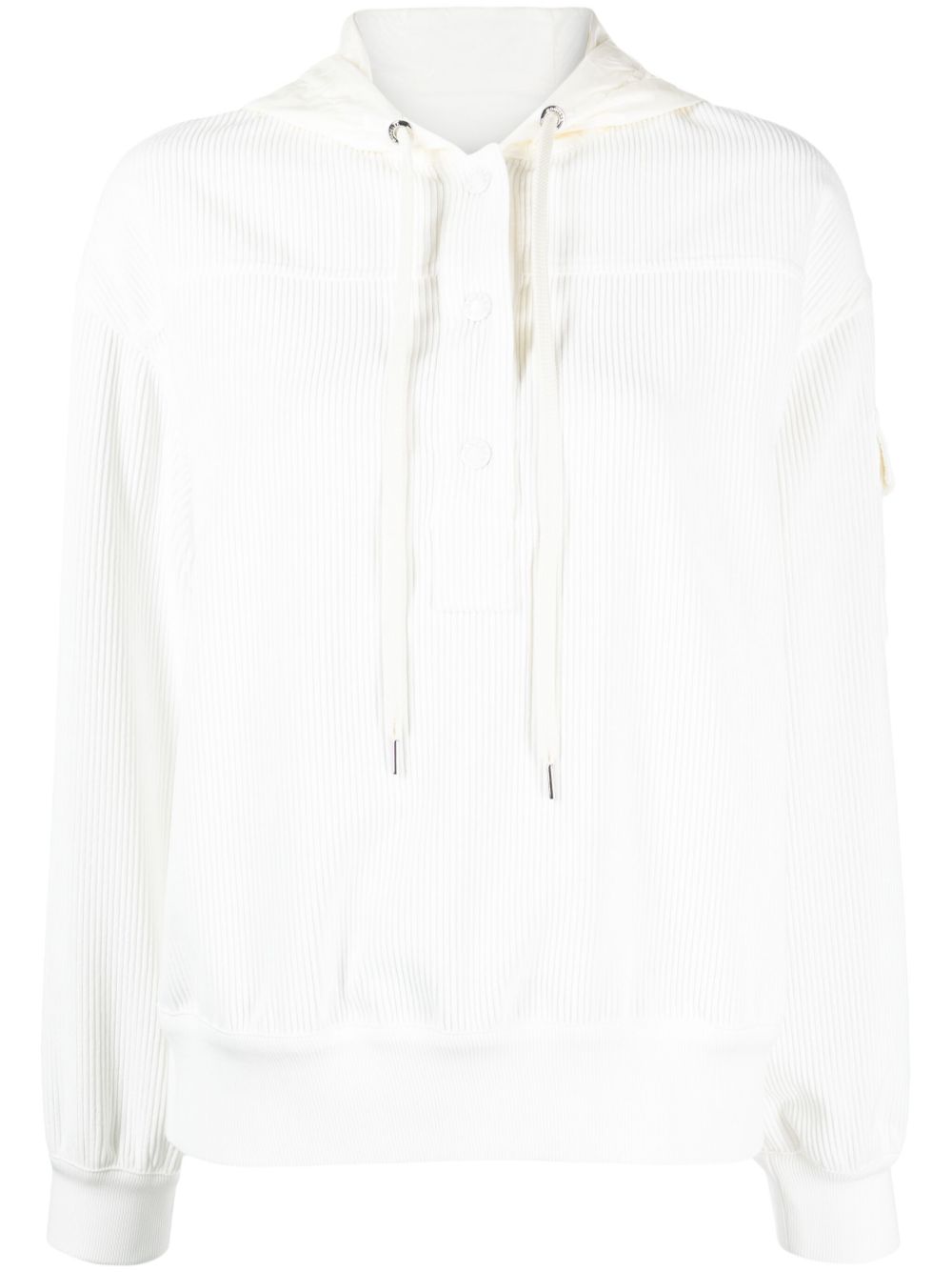 Moncler 灯芯绒罗纹边饰连帽衫 - 白色