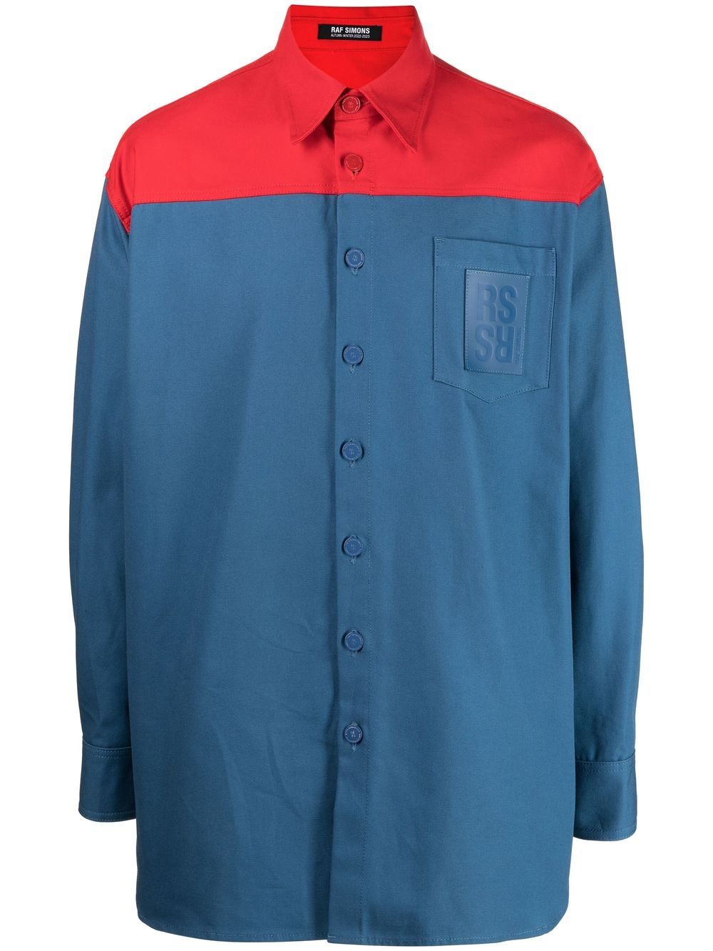 Raf Simons 拼接长袖衬衫 - 蓝色