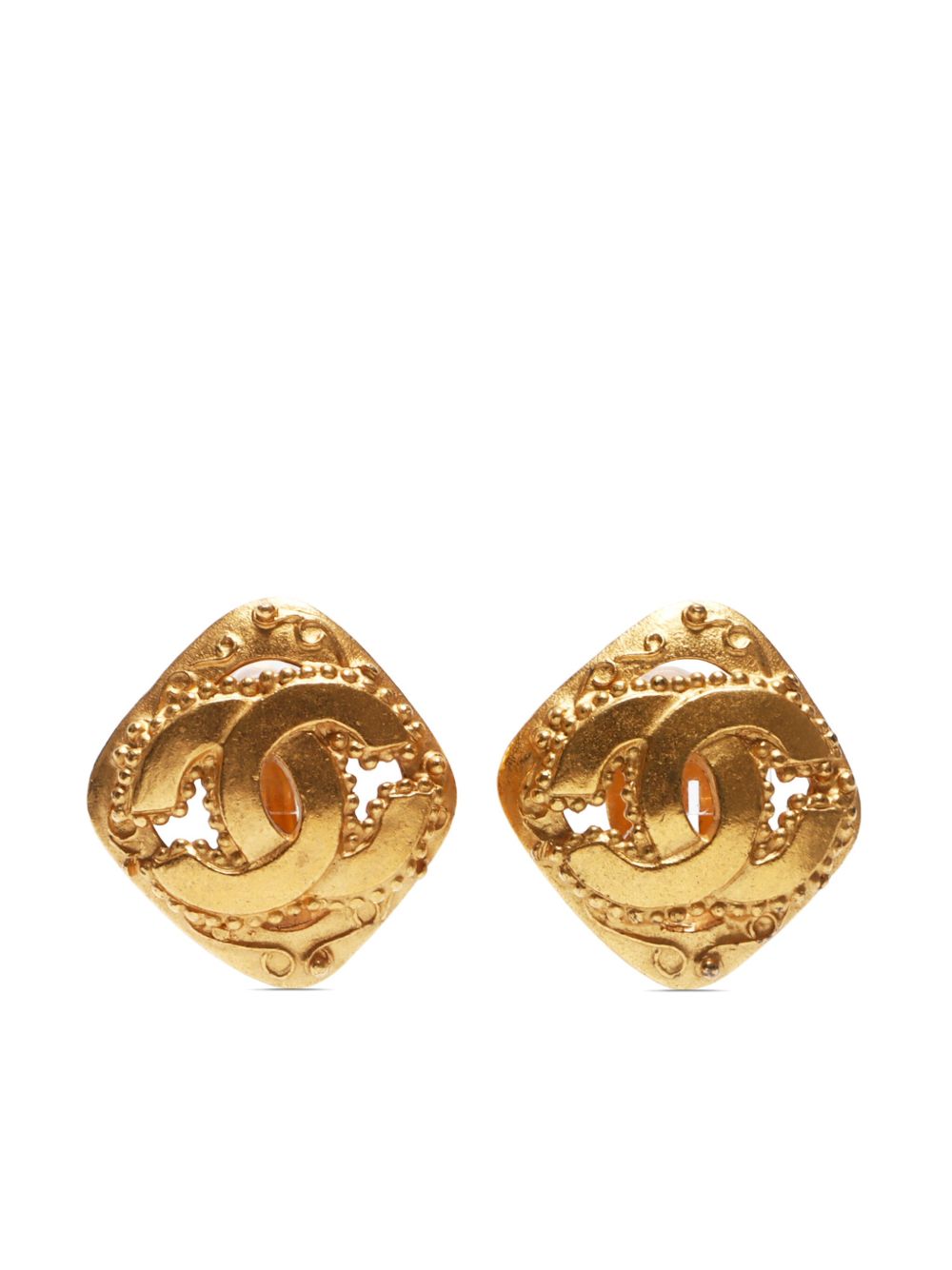 CHANEL Pre-Owned CC logo夹扣式耳环（1996年典藏款） - 金色
