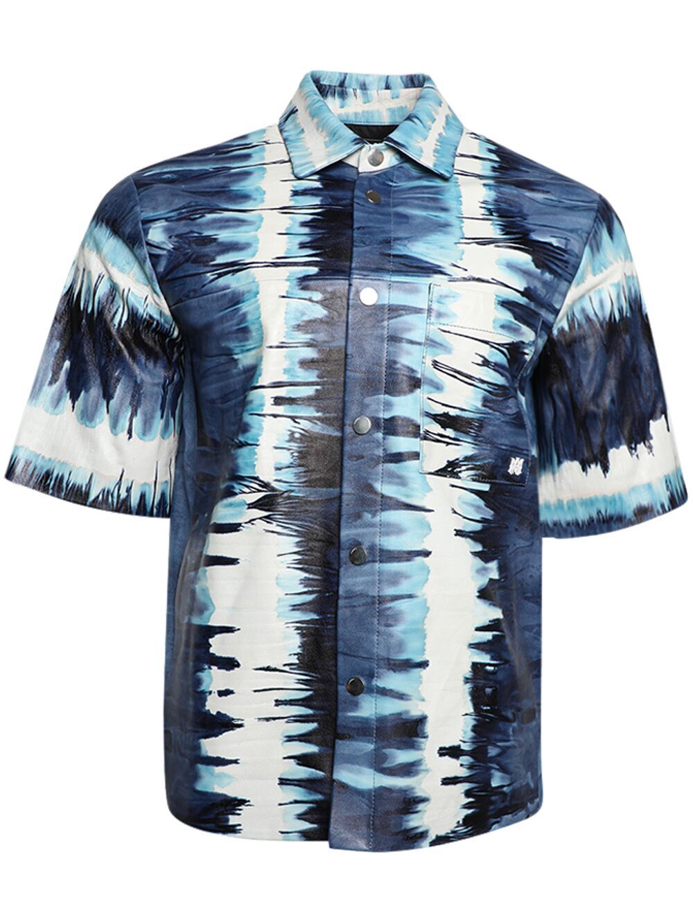 AMIRI 扎染短袖皮质衬衫 - 蓝色