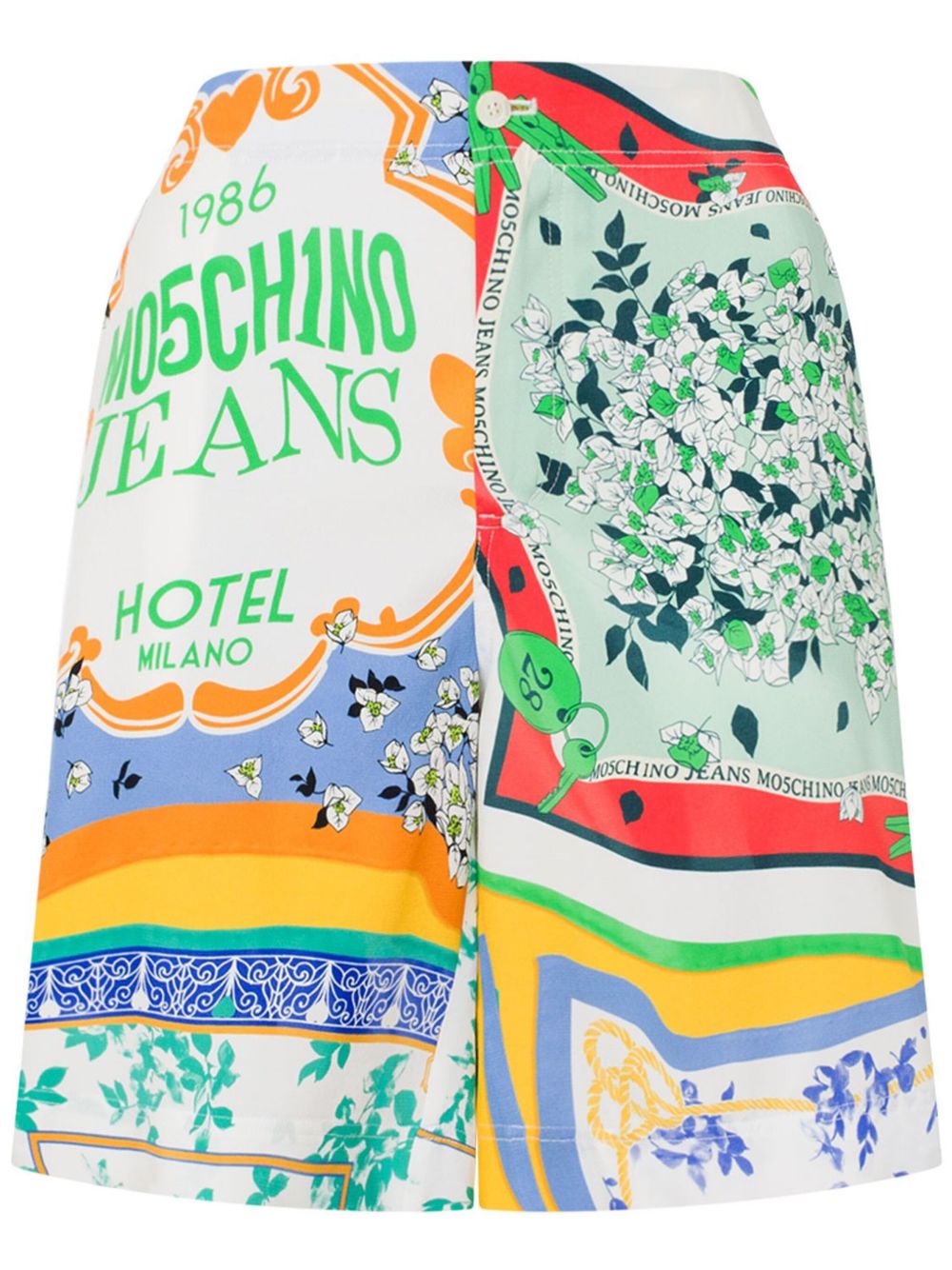 MOSCHINO JEANS 图案印花短裤 - 蓝色