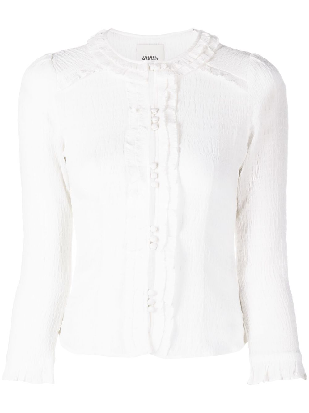 ISABEL MARANT Georgia 荷叶边半透明罩衫 - 白色