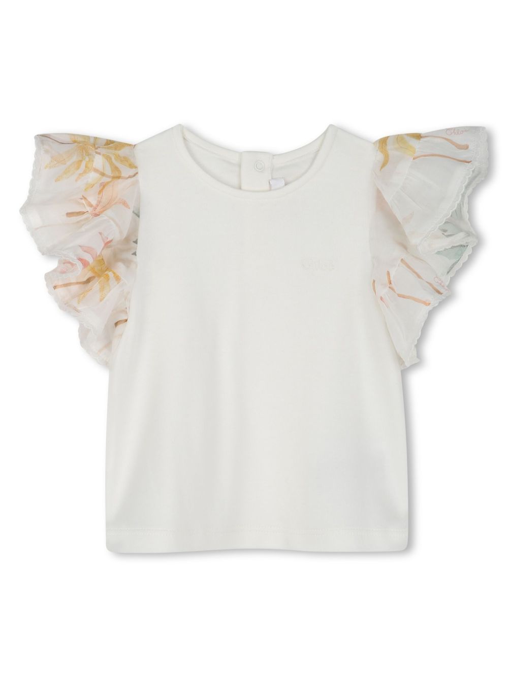 Chloé Kids 荷叶边棉罩衫 - 白色